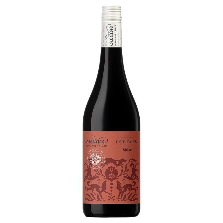 A bottle of 2024 Credaro Five Tales Shiraz NEW LABEL 750ml Red Wine