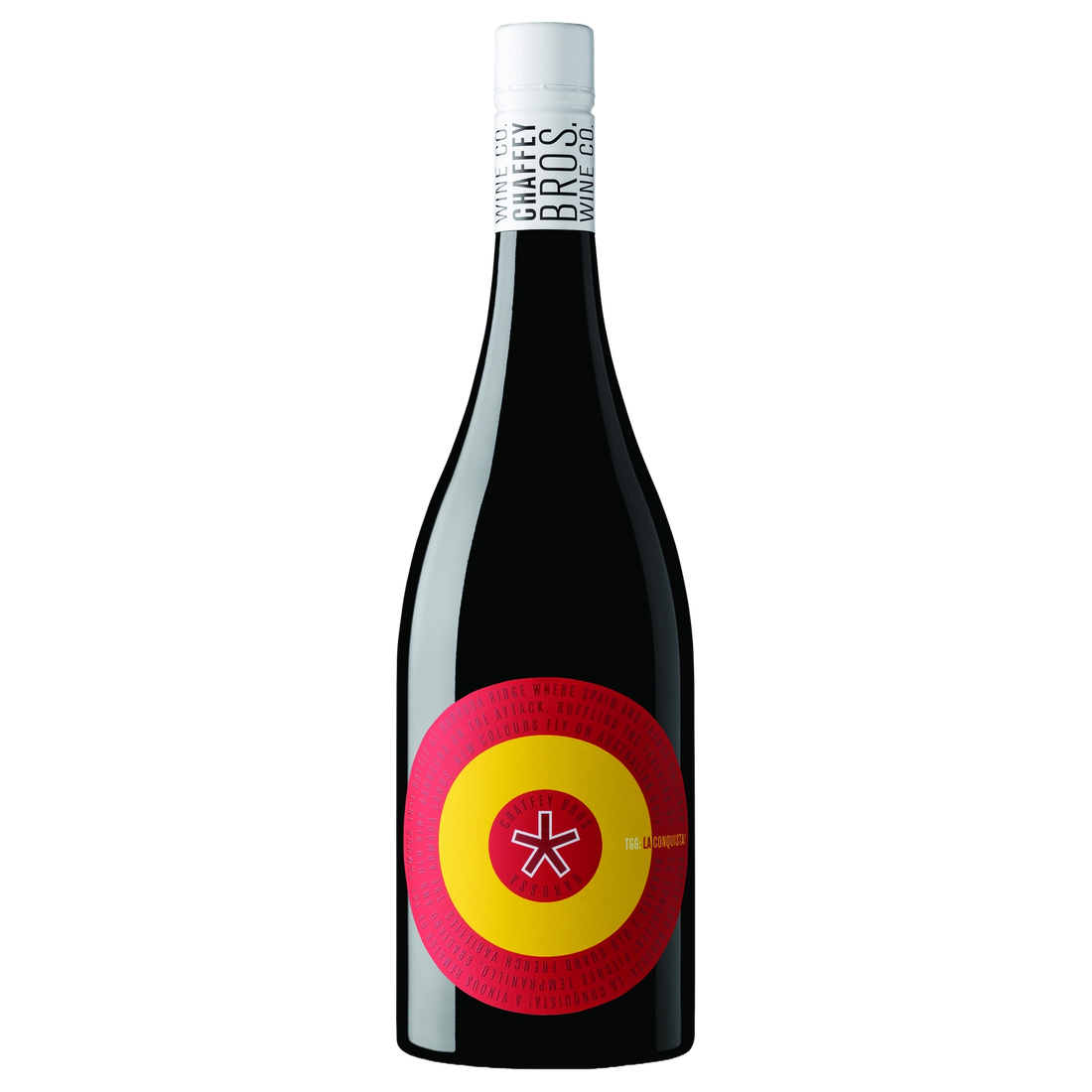 A bottle of 2023 Chaffey Bros La Conquista! Tempranillo Graciano Grenache 750ml Red Wine