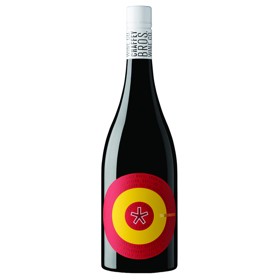 A bottle of 2023 Chaffey Bros La Conquista! Tempranillo Graciano Grenache 750ml Red Wine