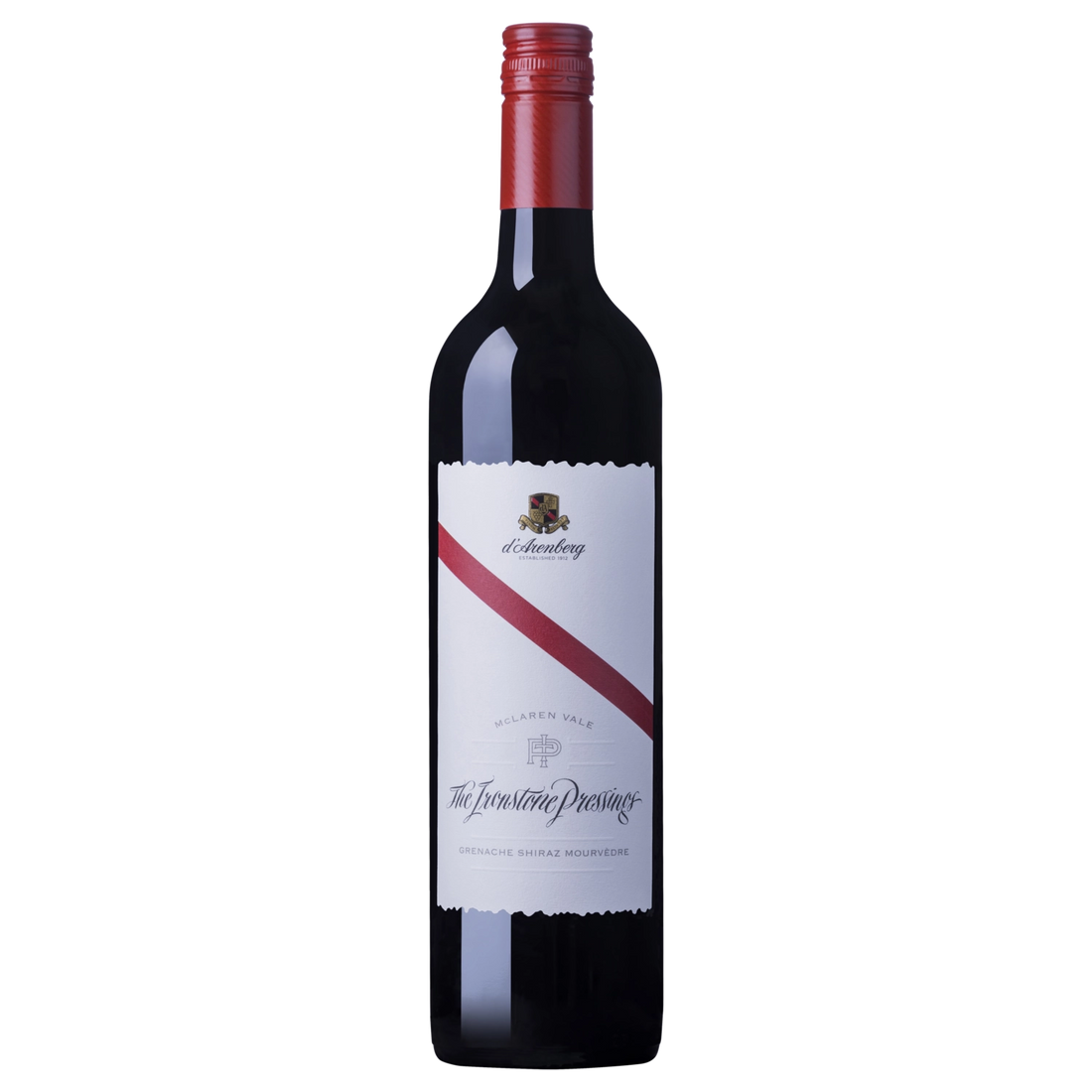 A bottle of 2019 d’Arenberg The Ironstone Pressings Grenache Shiraz Mourvèdre 750ml Red Wine