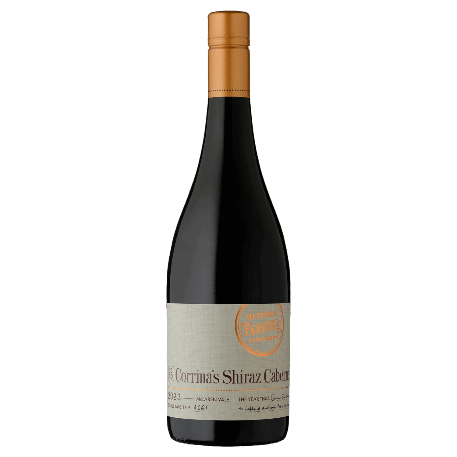 A bottle of 2023 Olivers Taranga Corrina's Cabernet Shiraz 6 Pk 750ml Red Wine