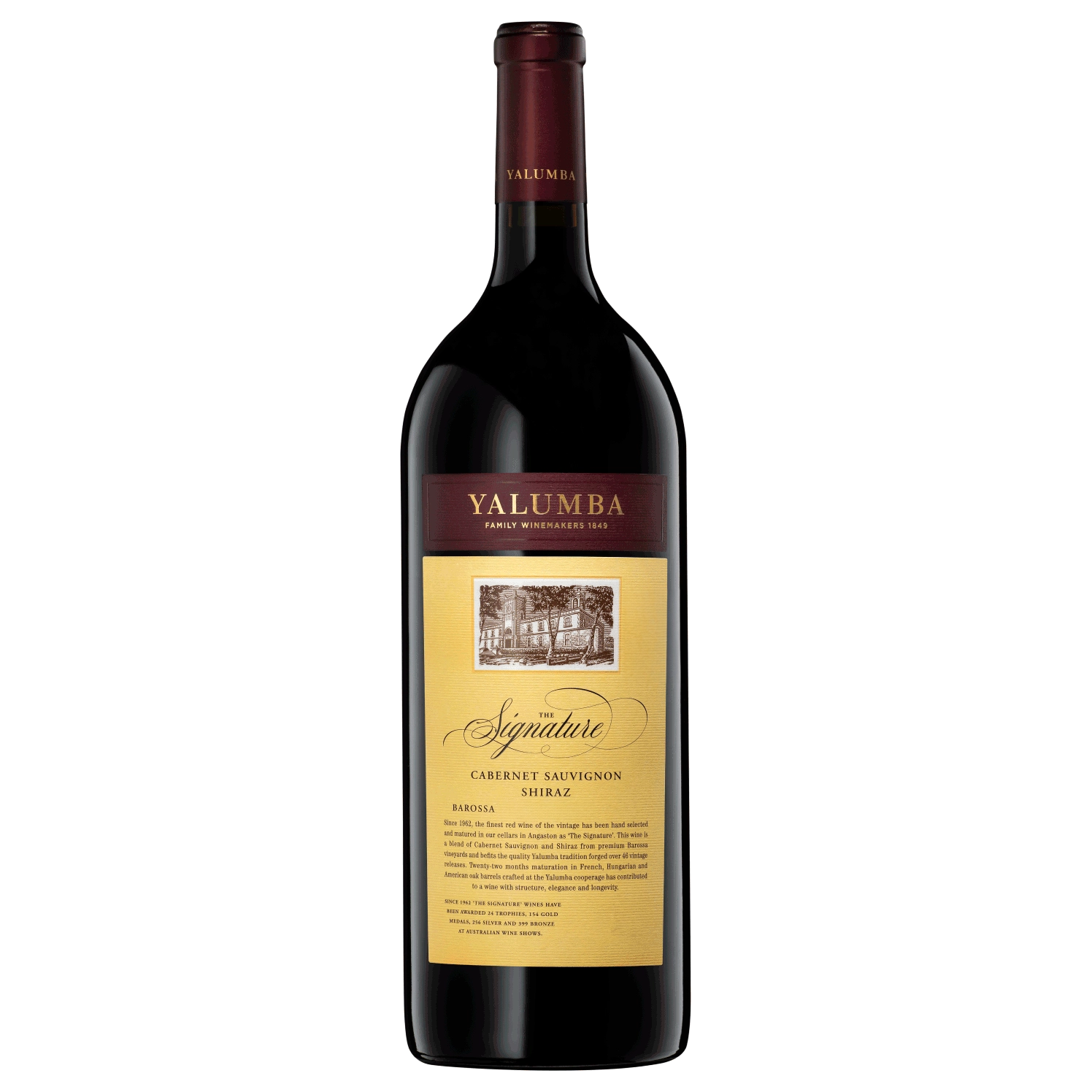 A bottle of 2021 Yalumba The Signature Cabernet Sauvignon & Shiraz 1500ml Red Wine
