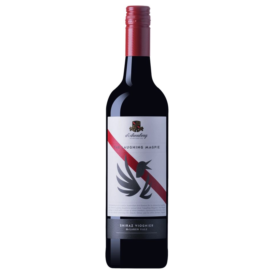 A bottle of 2019 d'Arenberg The Laughing Magpie Shiraz Viognier 750ml White Wine