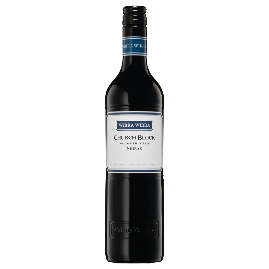 A bottle of 2024 Wirra Wirra Church Block Shiraz 750ml Red Wine