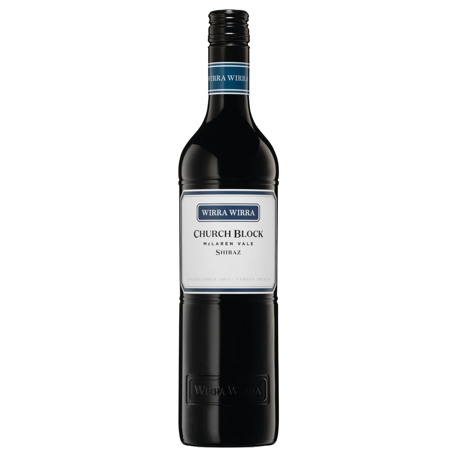 A bottle of 2024 Wirra Wirra Church Block Shiraz 750ml Red Wine
