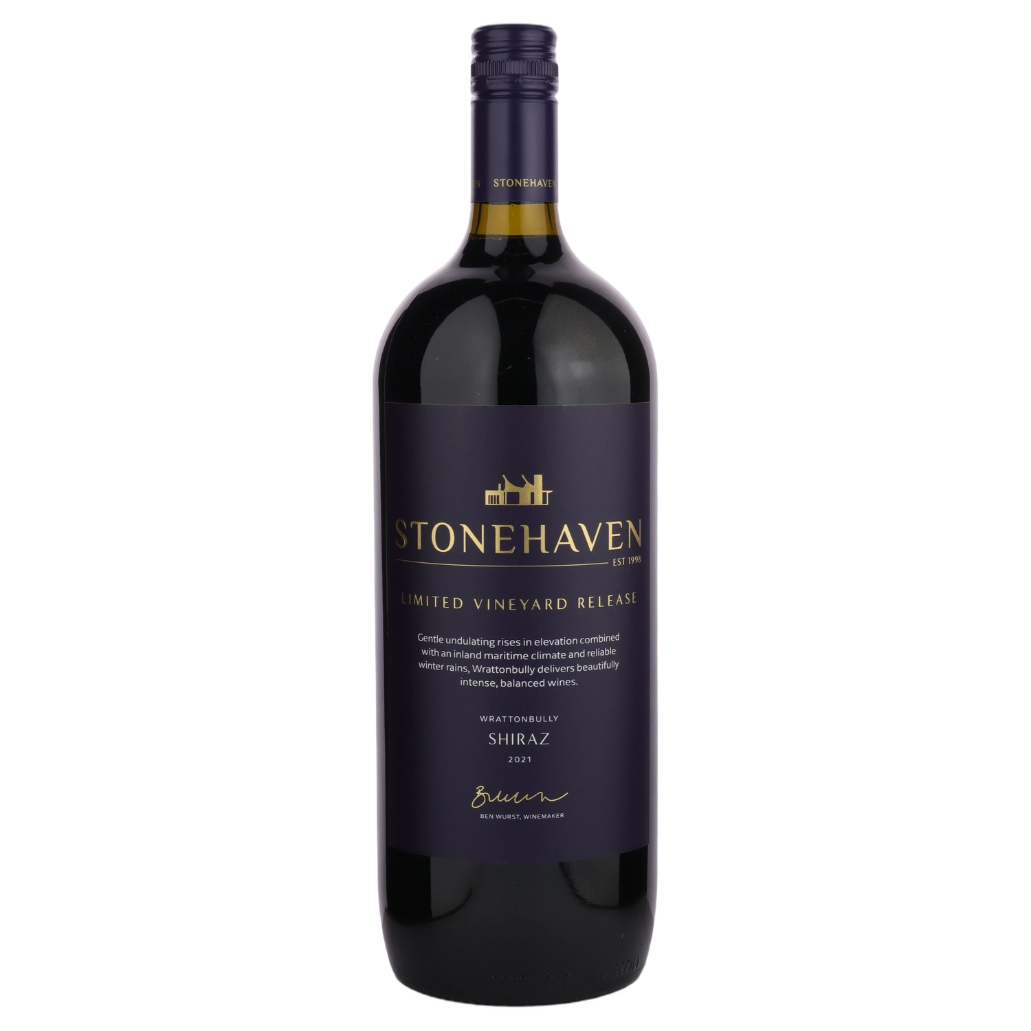 A bottle of Stonehaven Limited Release Wrattonbully Shiraz 2021 Magnum 1500ml Red Wine