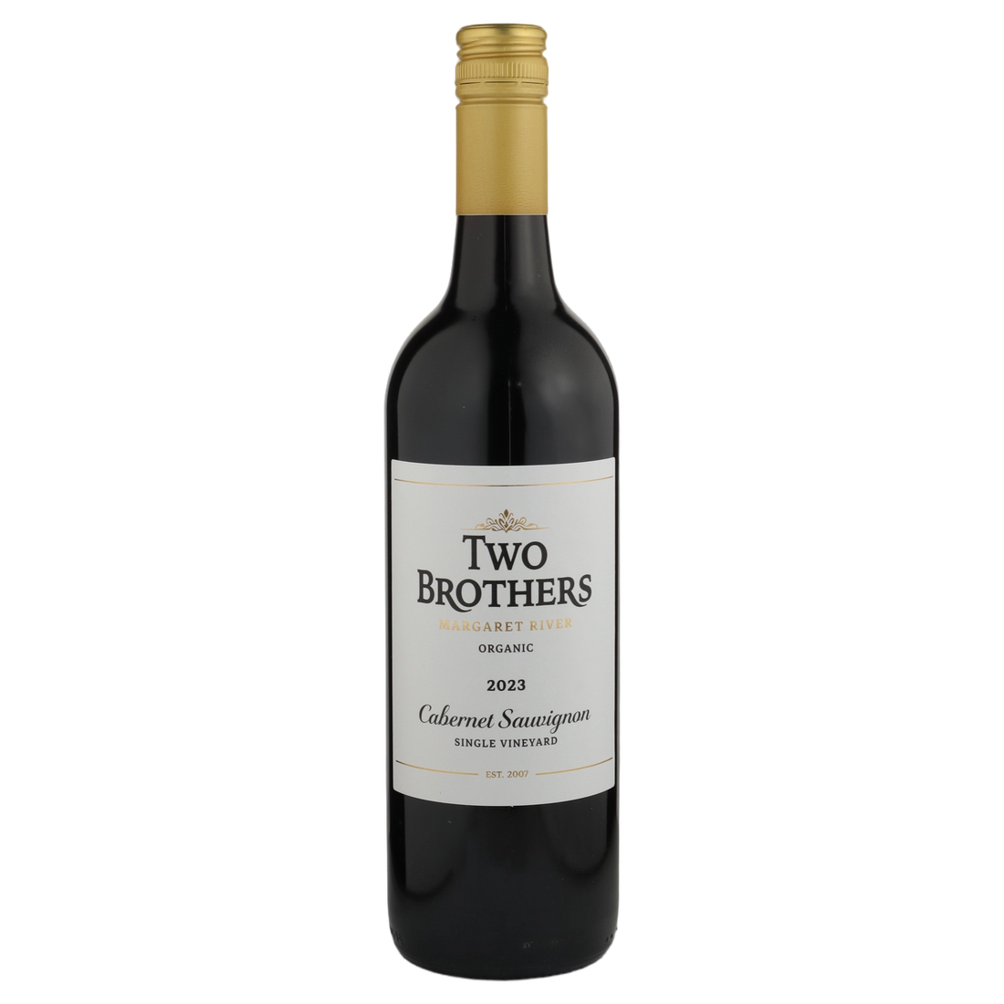 A bottle of Two Brothers Organic Margaret River Cabernet 2023 750ml Red Wine