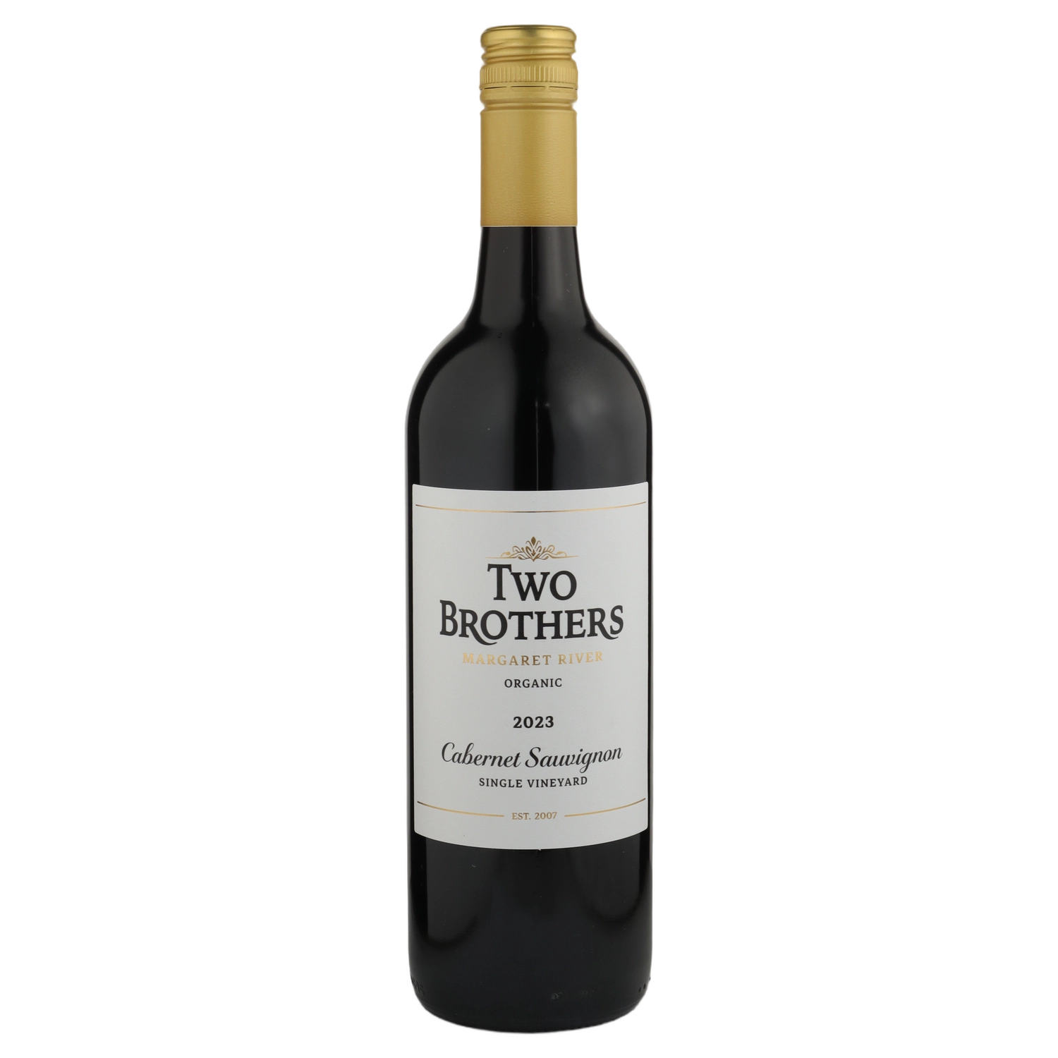 A bottle of Two Brothers Organic Margaret River Cabernet 2023 750ml Red Wine