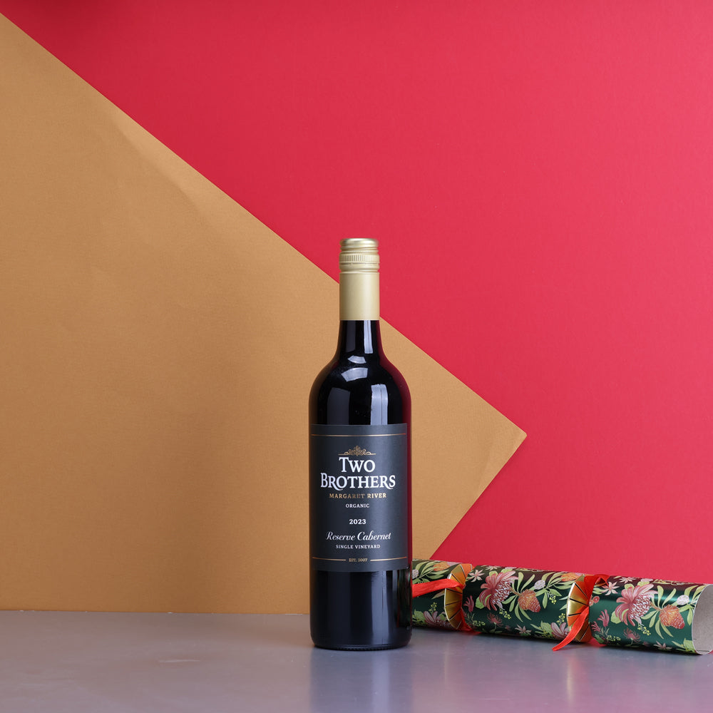 A bottle of Two Brothers Reserve Organic Margaret River Cabernet 2023 750ml Red Wine
