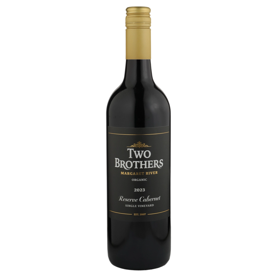 A bottle of Two Brothers Reserve Organic Margaret River Cabernet 2023 750ml Red Wine