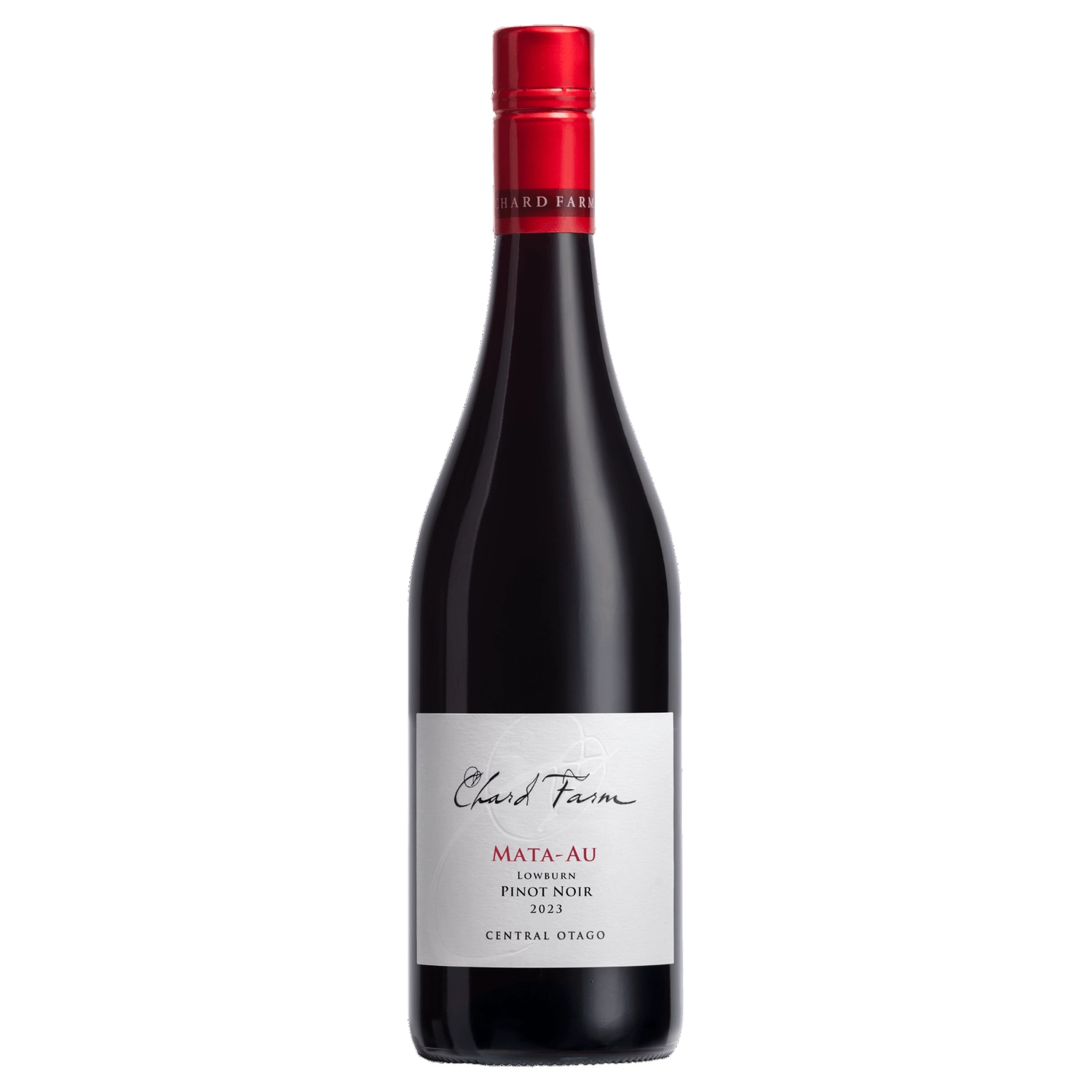A bottle of 2023 Chard Farm Mata Au Pinot Noir 750ml Red Wine