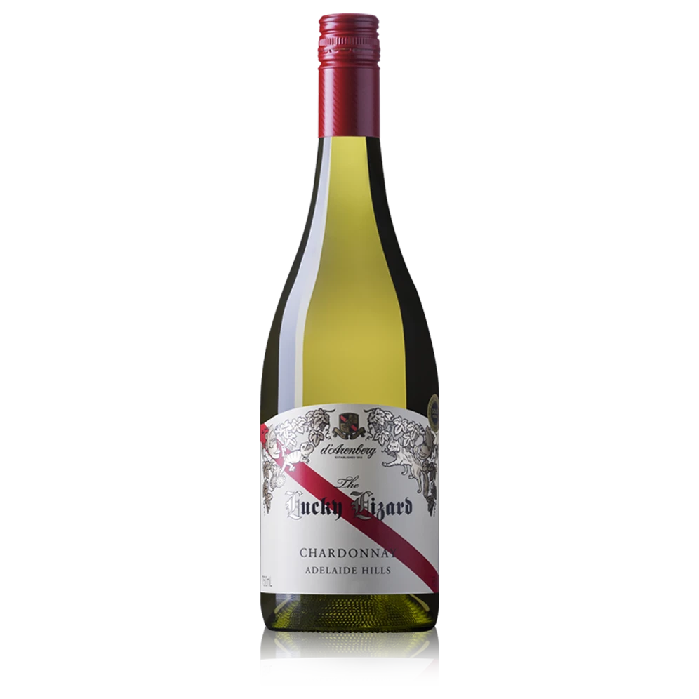 A bottle of 2022 d’Arenberg The Lucky Lizard Chardonnay 750ml White Wine