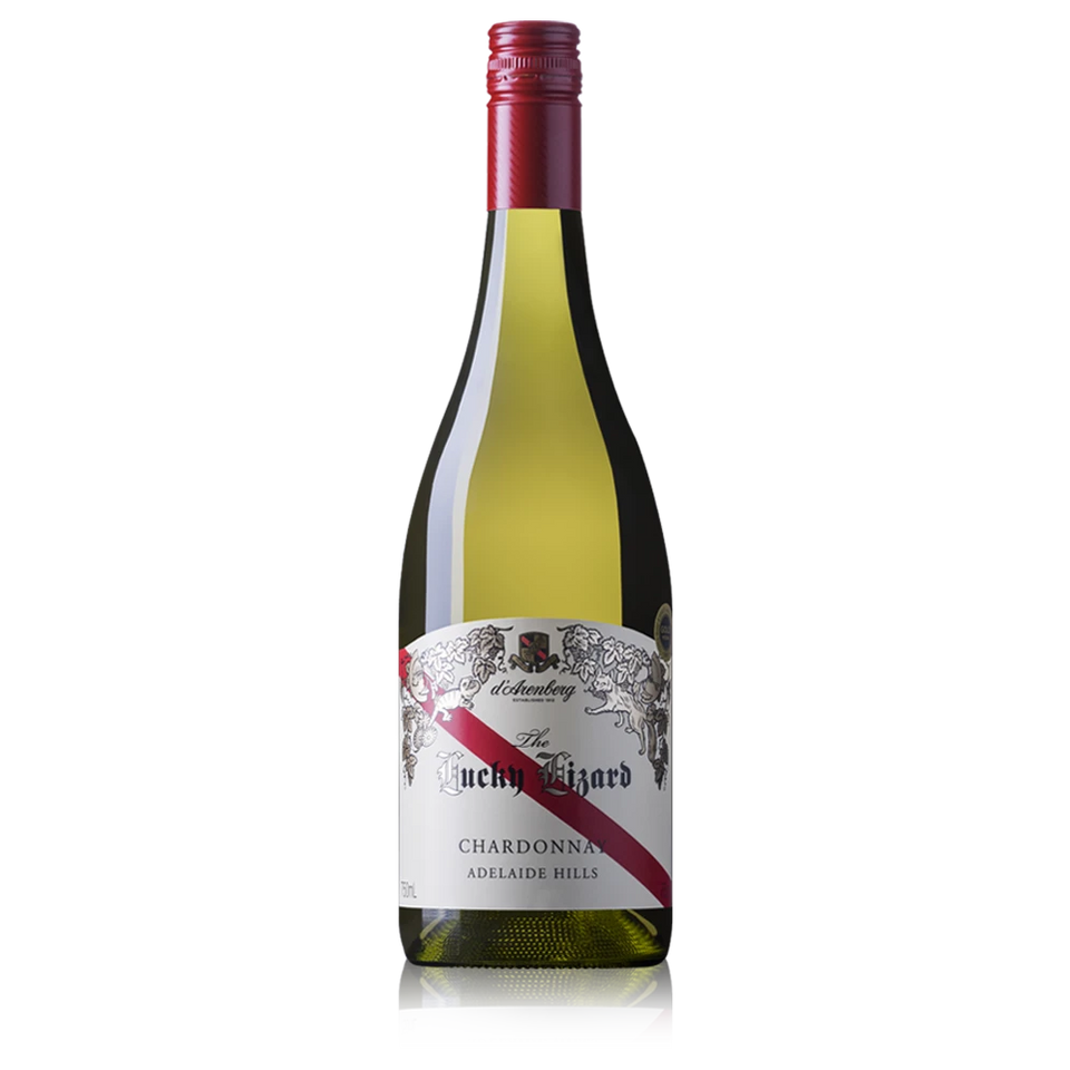 A bottle of 2022 d’Arenberg The Lucky Lizard Chardonnay 750ml White Wine