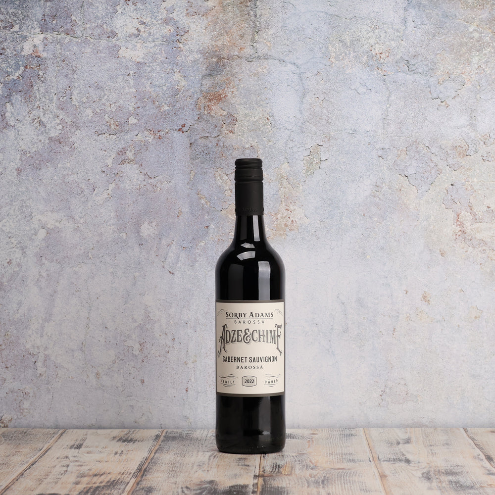 A bottle of 2022 Sorby Adams Adze & Chime Barossa Cabernet Sauvignon 750ml Red Wine