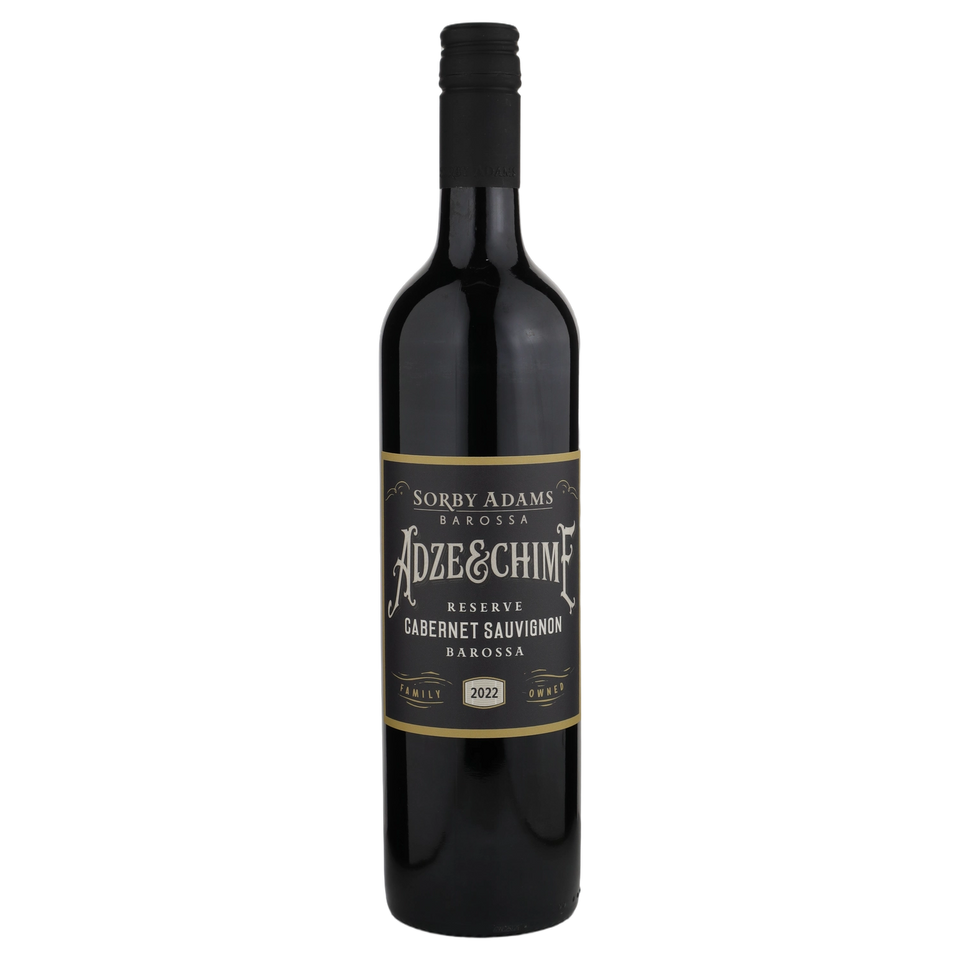 A bottle of 2022 Sorby Adams Adze & Chime Barossa Reserve Cabernet Sauvignon 750ml Red Wine