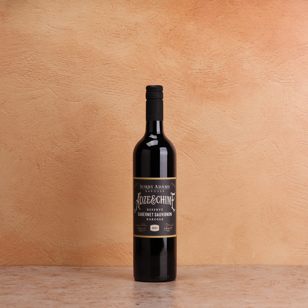 A bottle of Sorby Adams Adze & Chime Barossa Reserve Cabernet Sauvignon 2022 750ml Red Wine