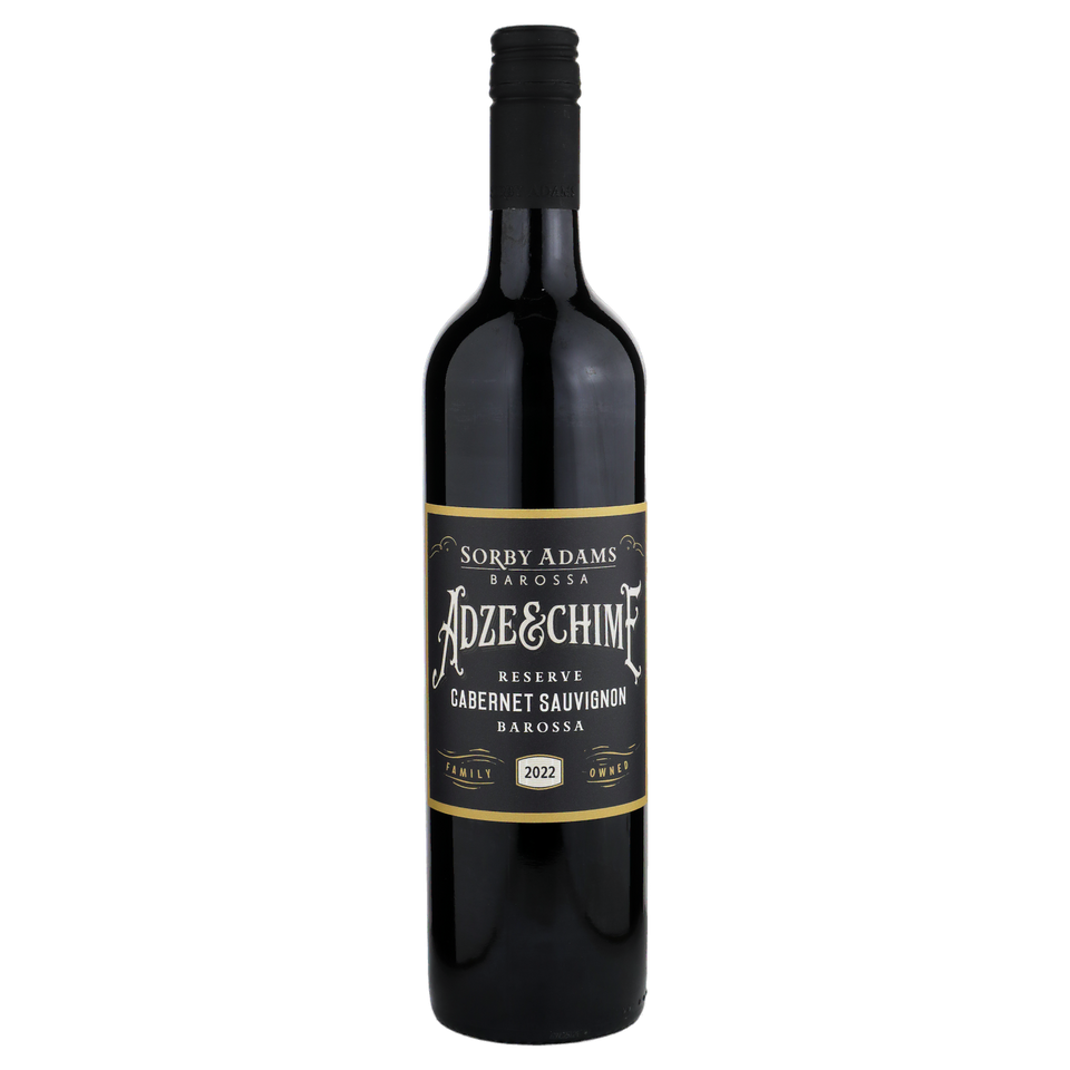 A bottle of Sorby Adams Adze & Chime Barossa Reserve Cabernet Sauvignon 2022 750ml Red Wine