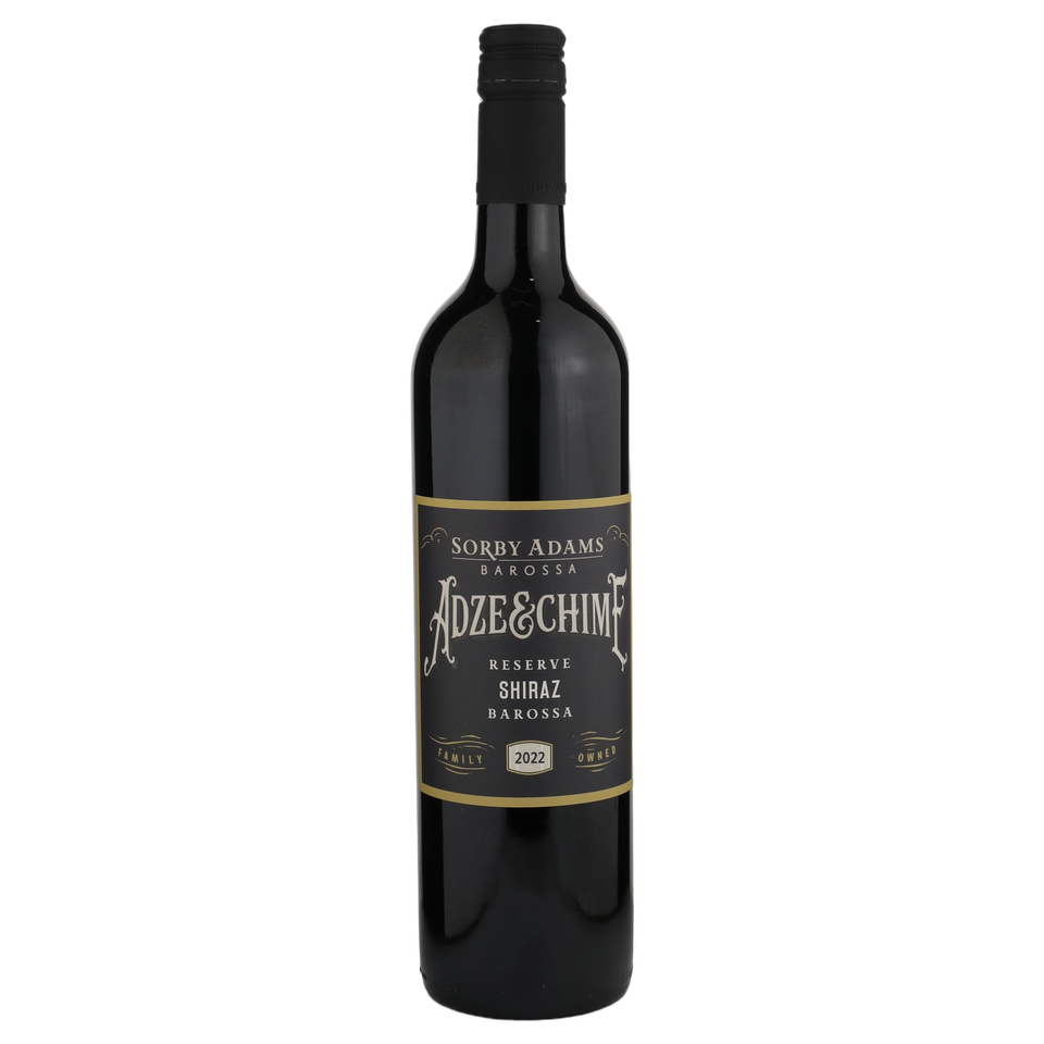 A bottle of 2022 Sorby Adams Adze & Chime Barossa Reserve Shiraz 750ml Red Wine
