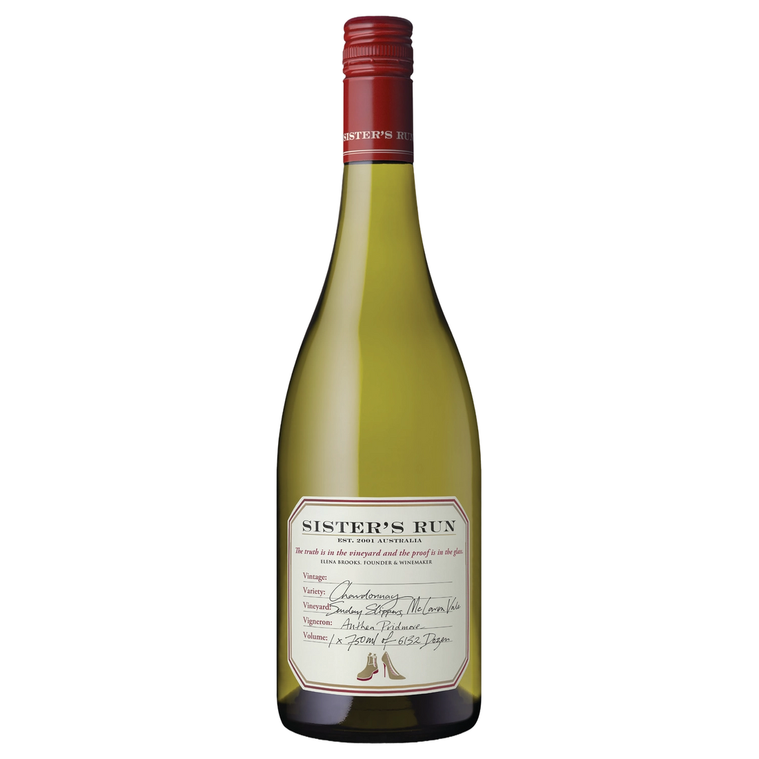 A bottle of 2024 Sister's Run Sunday Slippers Chardonnay 750ml White Wine