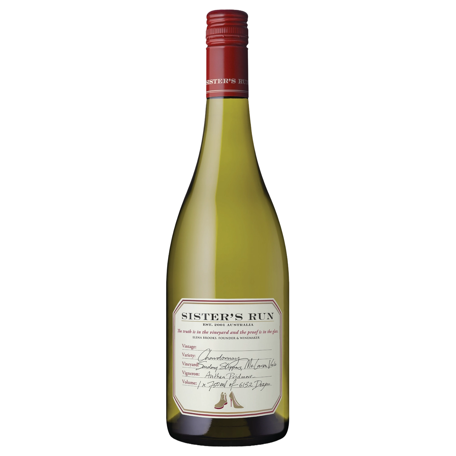 A bottle of 2024 Sister's Run Sunday Slippers Chardonnay 750ml White Wine