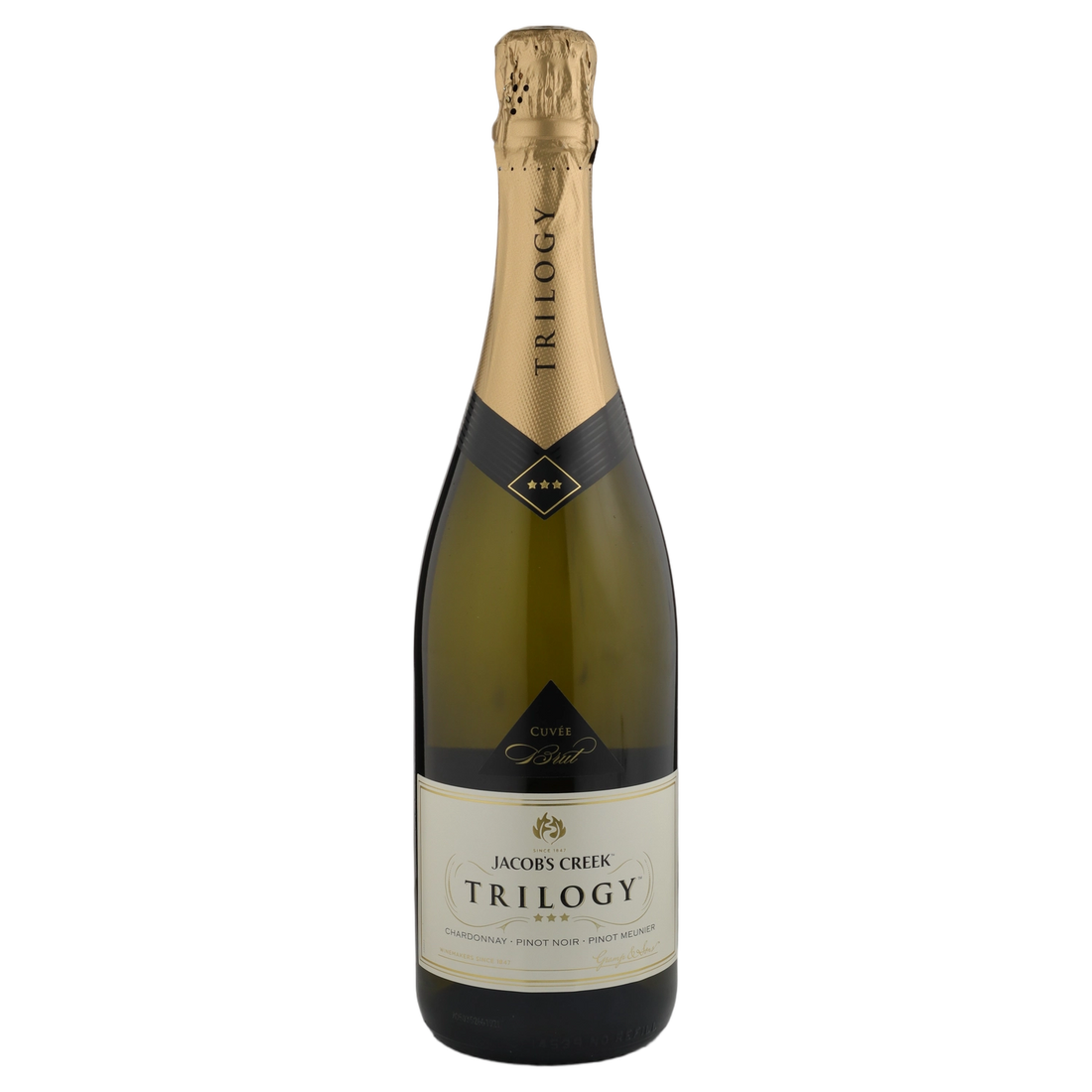 A bottle of NV Jacobs Creek  Trilogy Sparkling White 750ml Sparkling Wine