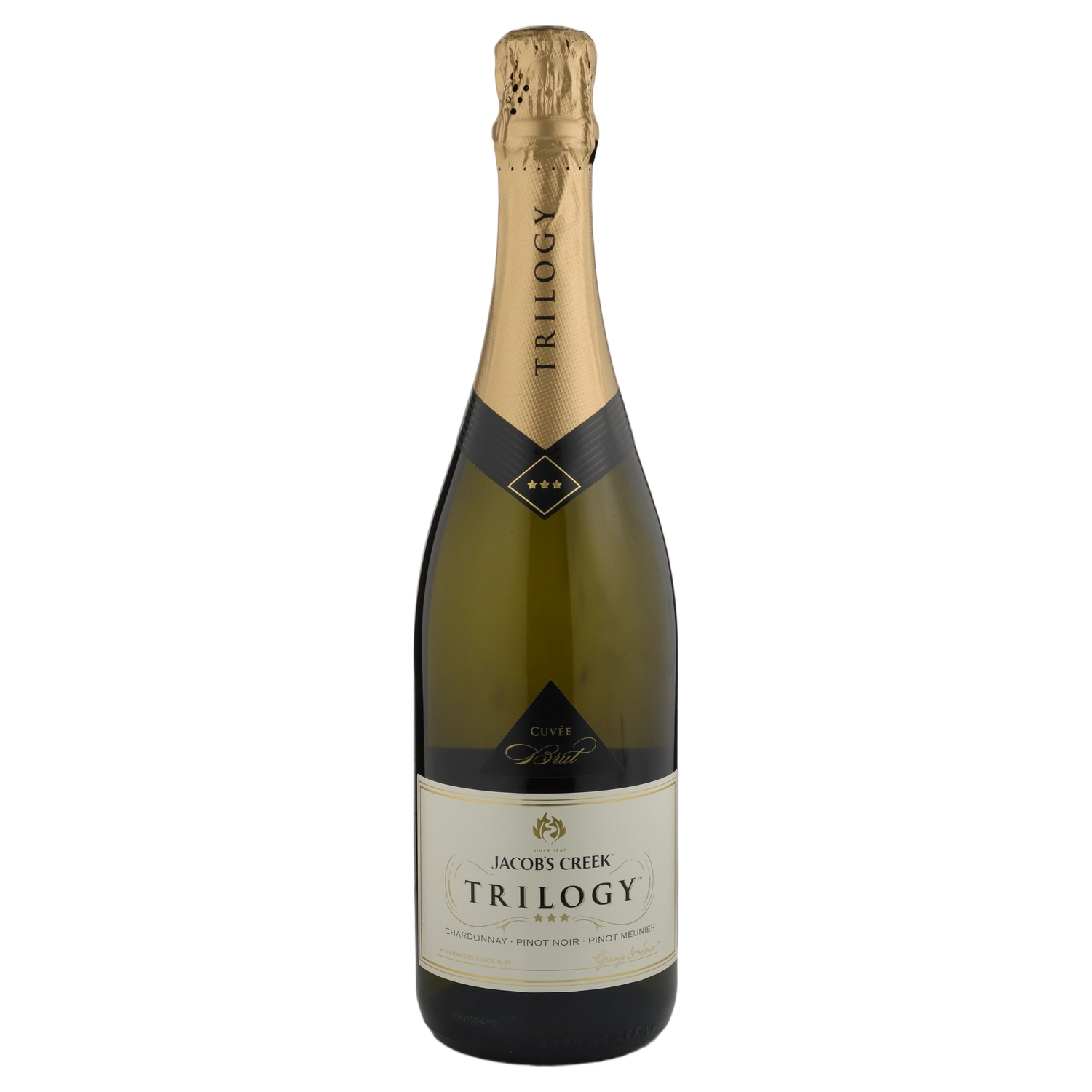 A bottle of NV Jacobs Creek  Trilogy Sparkling White 750ml Sparkling Wine
