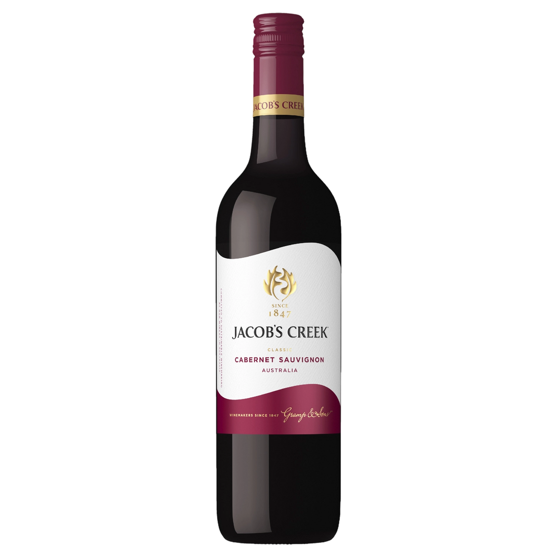 A bottle of 2023 Jacobs Creek Classic Cabernet Sauvignon 750ml Red Wine