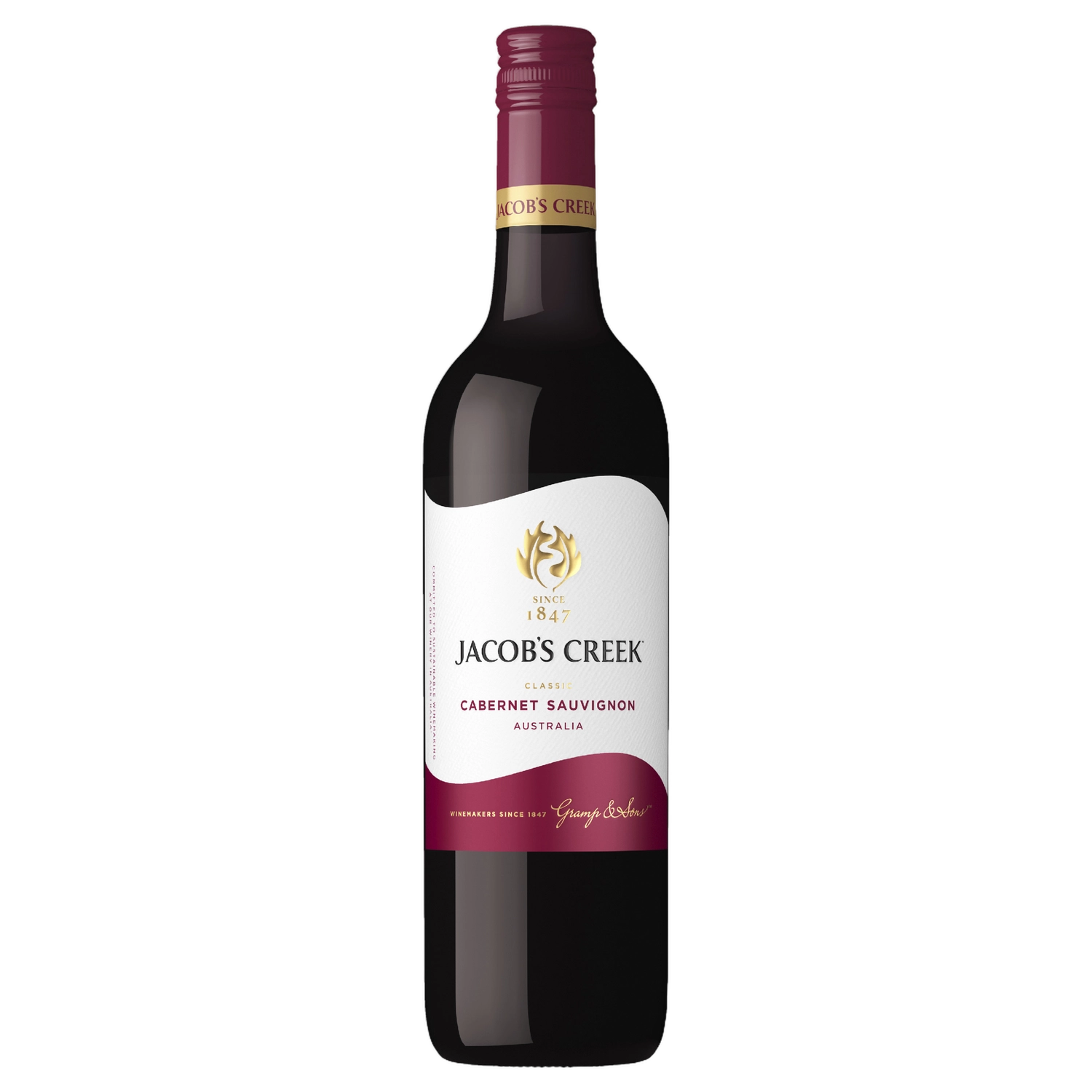 A bottle of 2023 Jacobs Creek Classic Cabernet Sauvignon 750ml Red Wine
