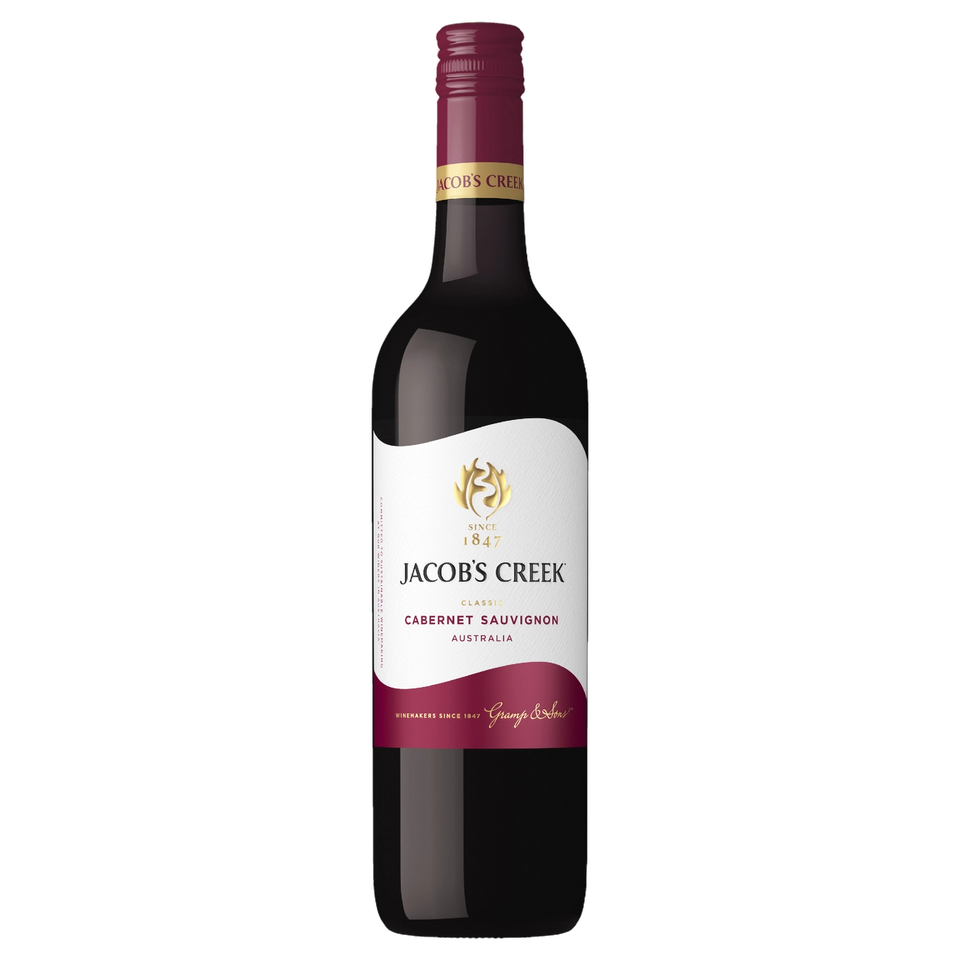 A bottle of 2023 Jacobs Creek Classic Cabernet Sauvignon 750ml Red Wine
