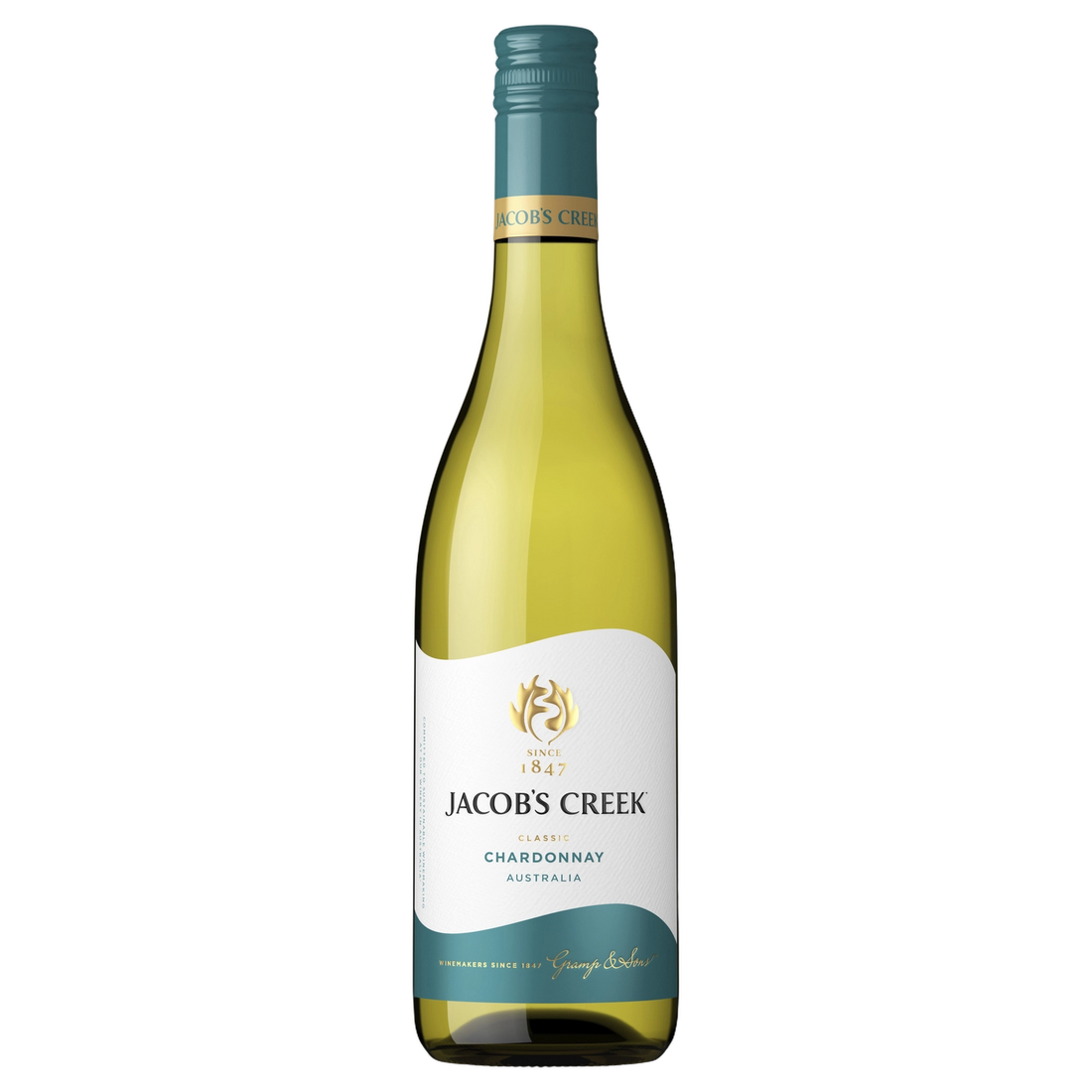 A bottle of 2024 Jacobs Creek Classic Chardonnay 750ml White Wine