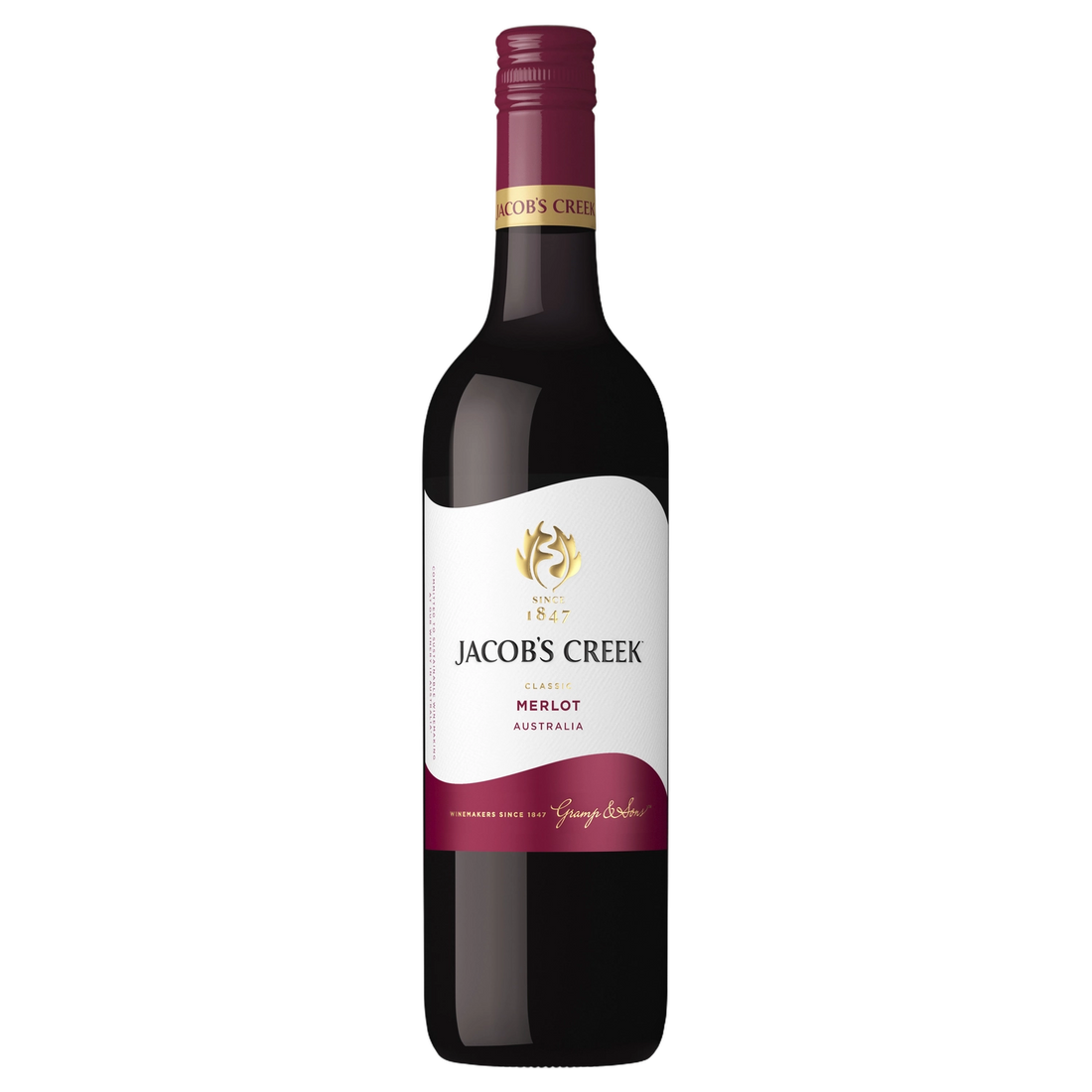 A bottle of 2024 Jacobs Creek Classic Merlot 750ml Red Wine