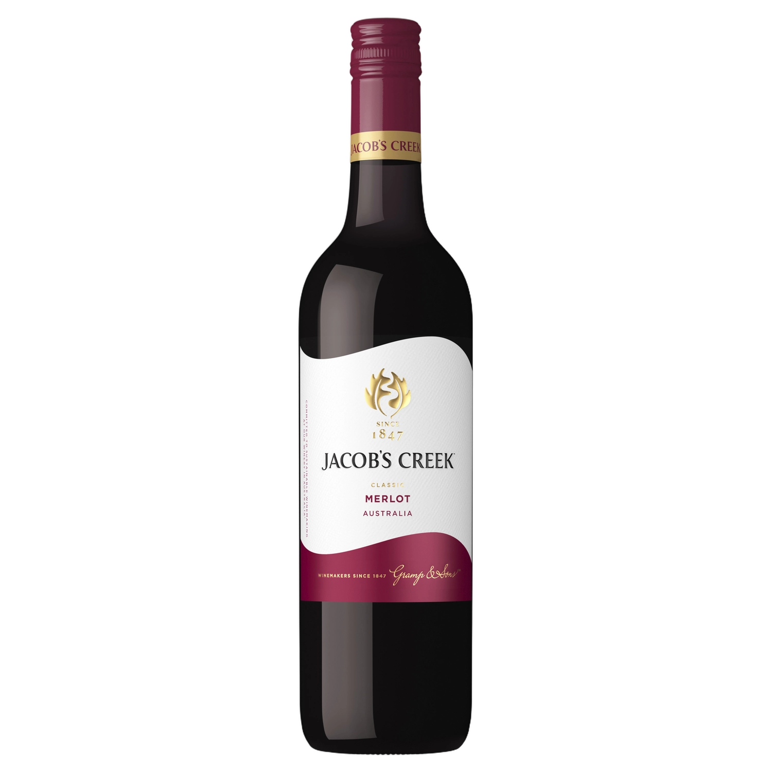 A bottle of 2024 Jacobs Creek Classic Merlot 750ml Red Wine