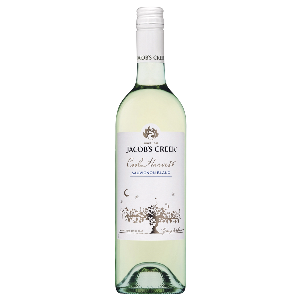A bottle of 2025 Jacobs Creek Cool Harvest Sauvignon Blanc 750ml White Wine