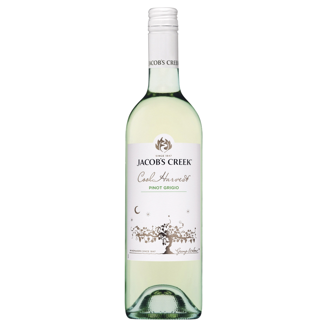 A bottle of 2025 Jacobs Creek Cool Harvest Pinot Grigio 750ml White Wine