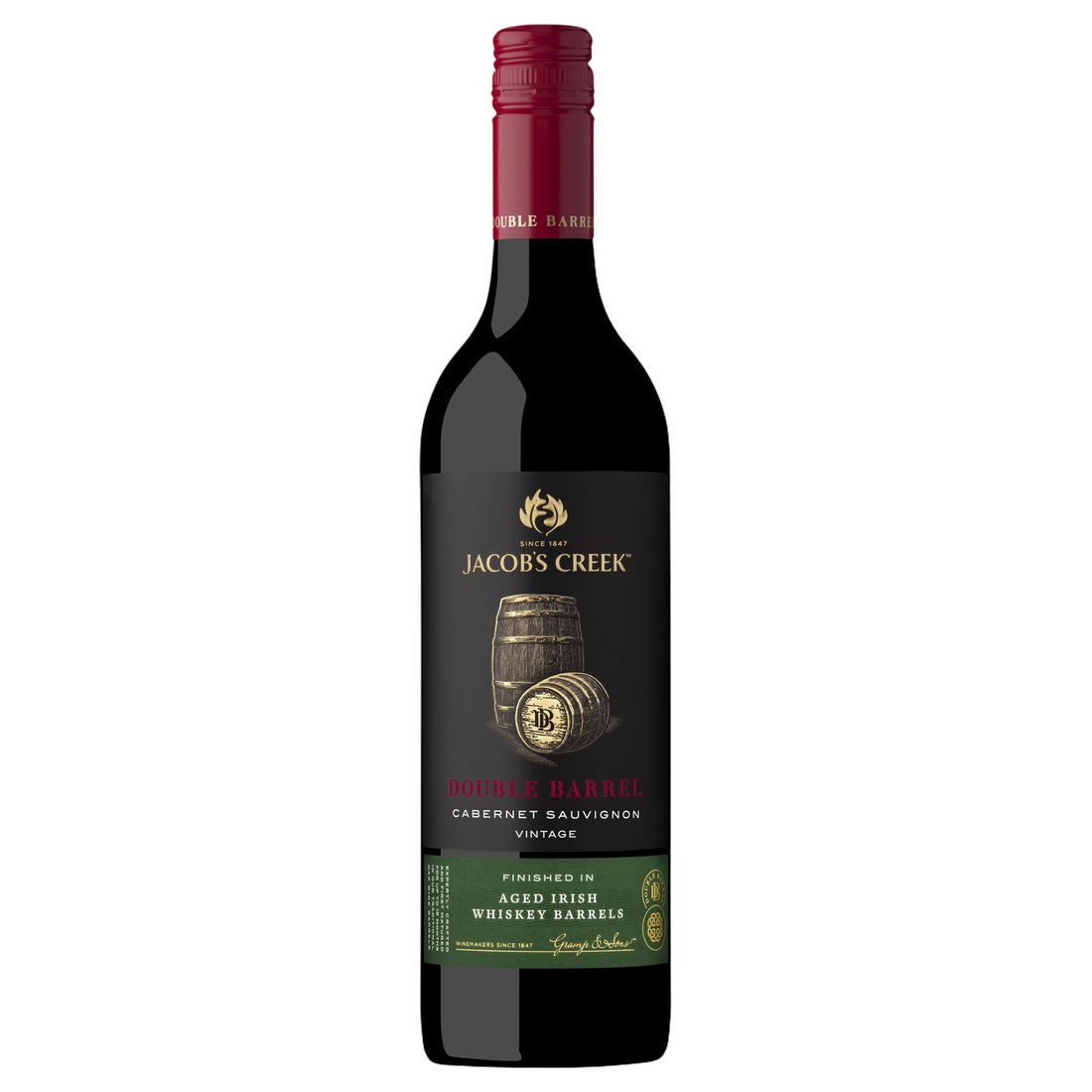 A bottle of 2022 Jacobs Creek Double Barrel Cabernet Sauvignon 750ml Red Wine