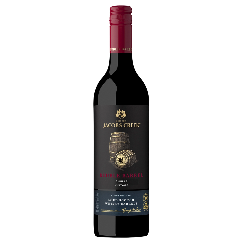 A bottle of 2022 Jacobs Creek Double Barrel Shiraz 750ml Red Wine