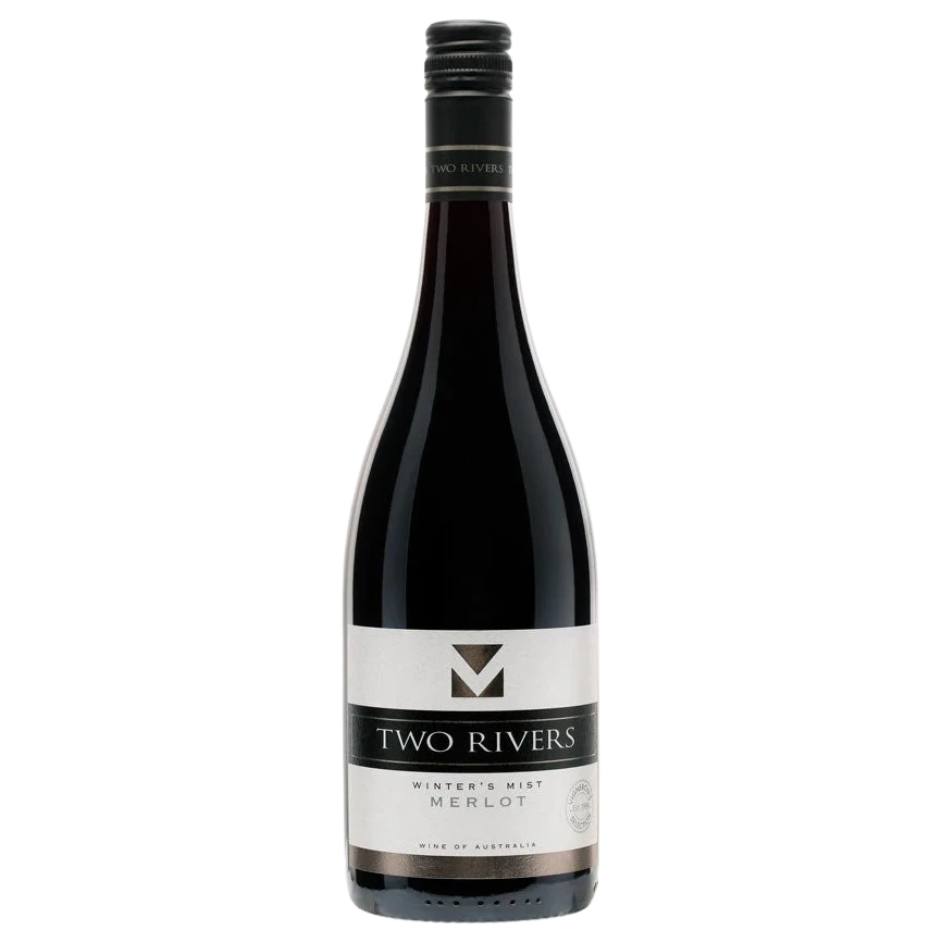 A bottle of 2023 Two Rivers Vigneron's Selection Winter Mist Merlot 750ml Red Wine
