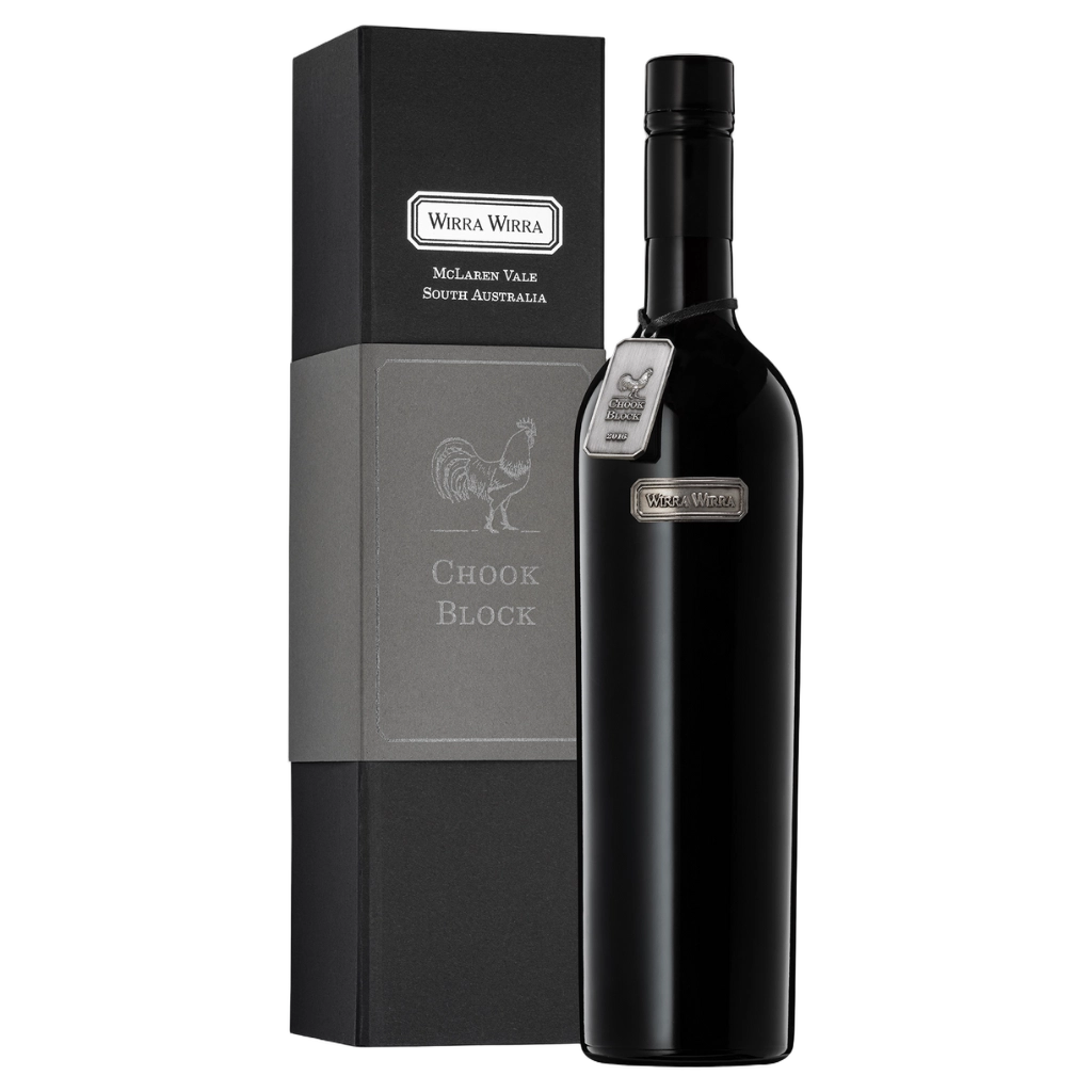 A bottle of 2022 Wirra Wirra Chook Block Shiraz Gift Box 750ml Red Wine