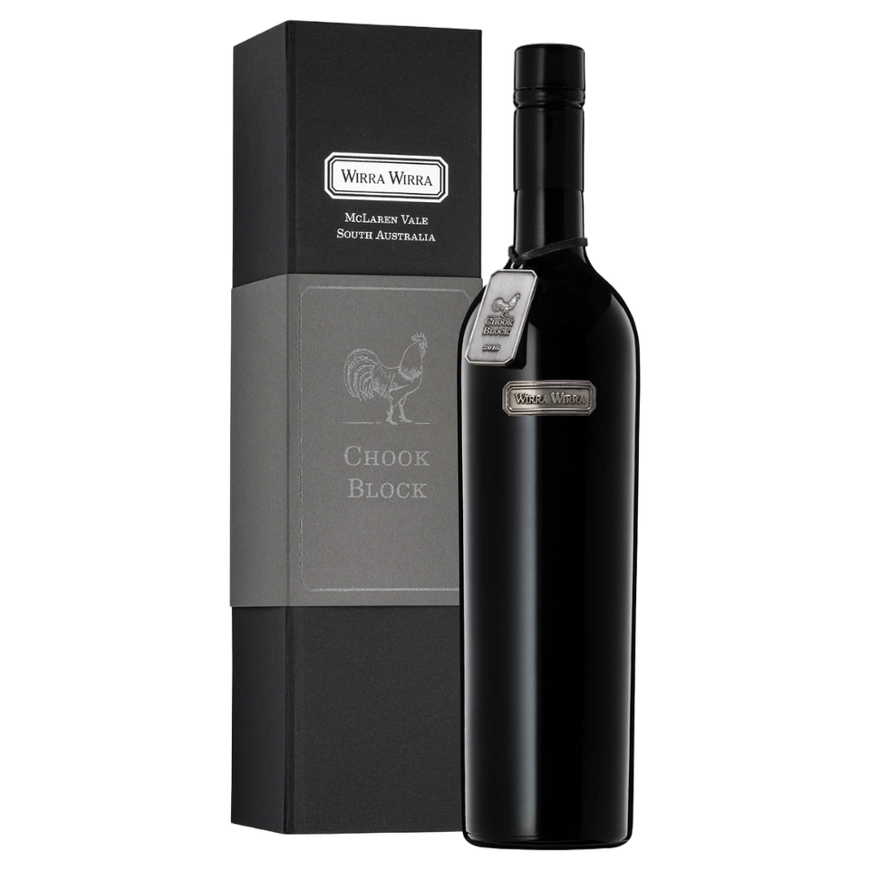 A bottle of 2022 Wirra Wirra Chook Block Shiraz Gift Box 750ml Red Wine