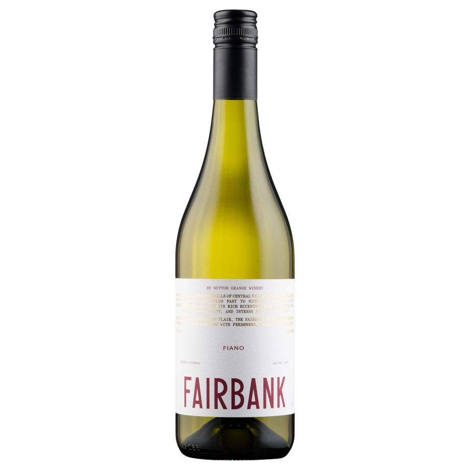 A bottle of 2024 Sutton Grange Fairbank Fiano 750ml White Wine