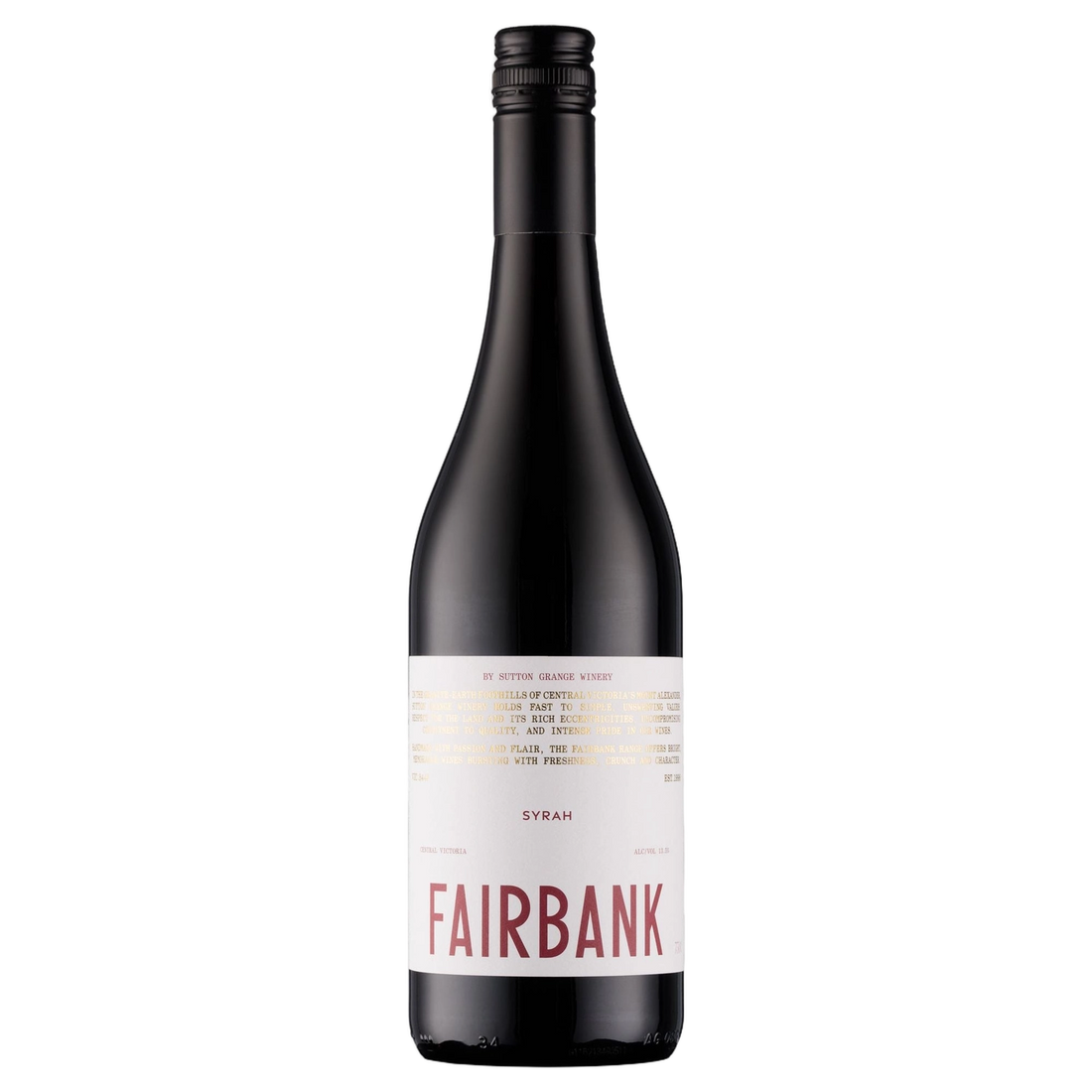 A bottle of 2021 Sutton Grange Fairbank Syrah 750ml Red Wine