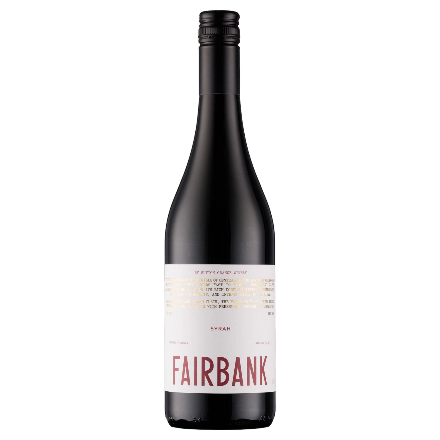 A bottle of 2021 Sutton Grange Fairbank Syrah 750ml Red Wine