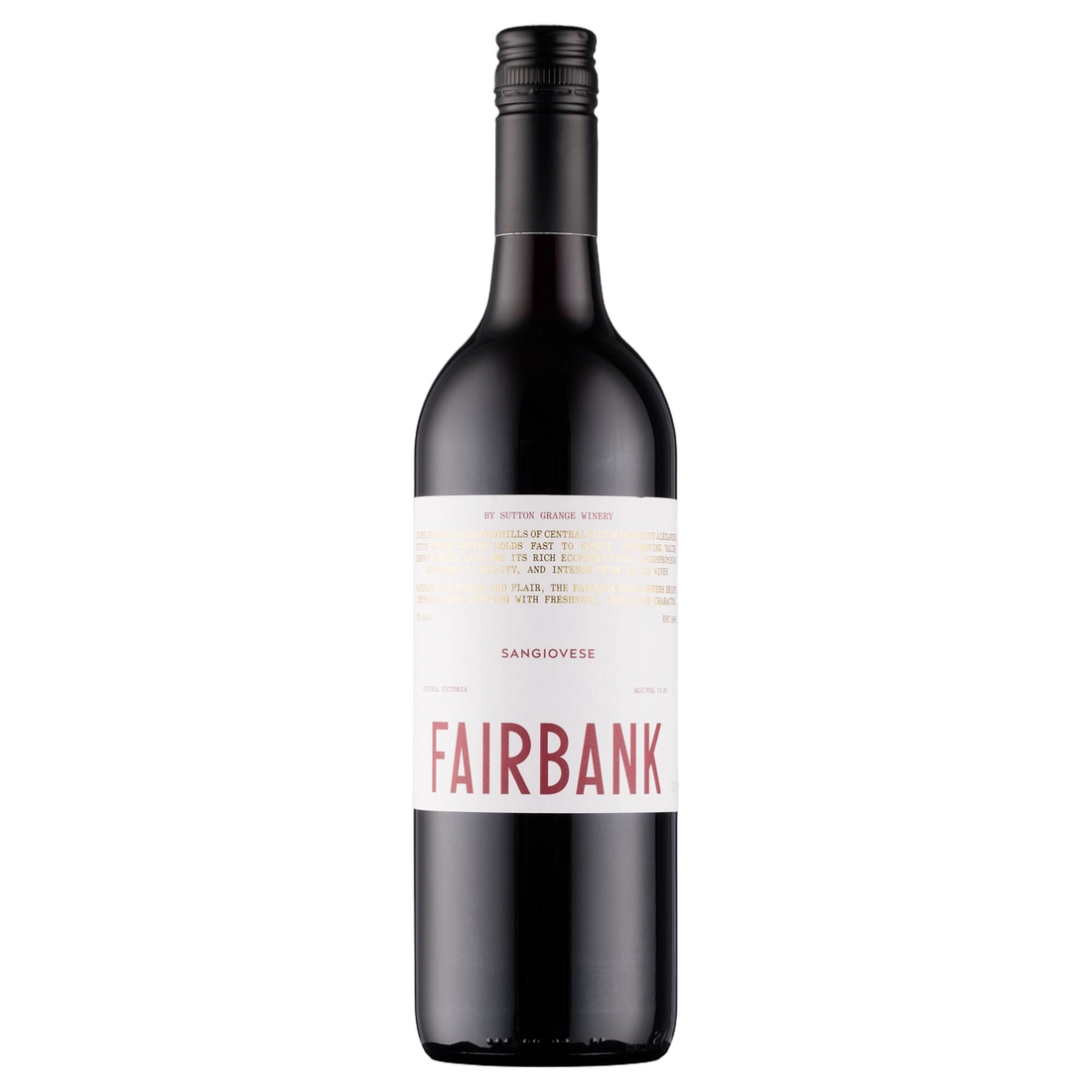 A bottle of 2023 Sutton Grange Fairbank Sangiovese 750ml Red Wine