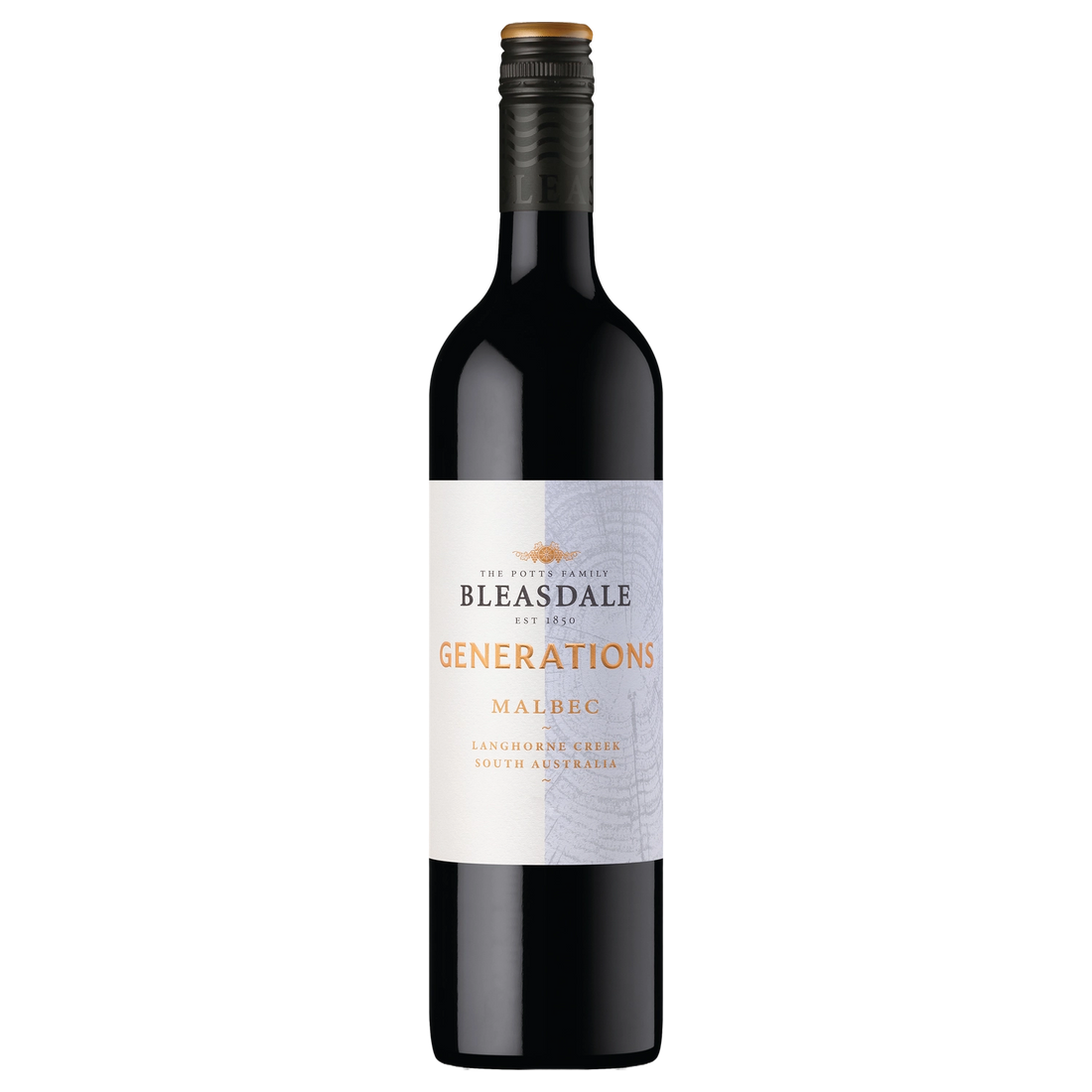 A bottle of 2023 Bleasdale Vineyards Generations Malbec 750ml Red Wine