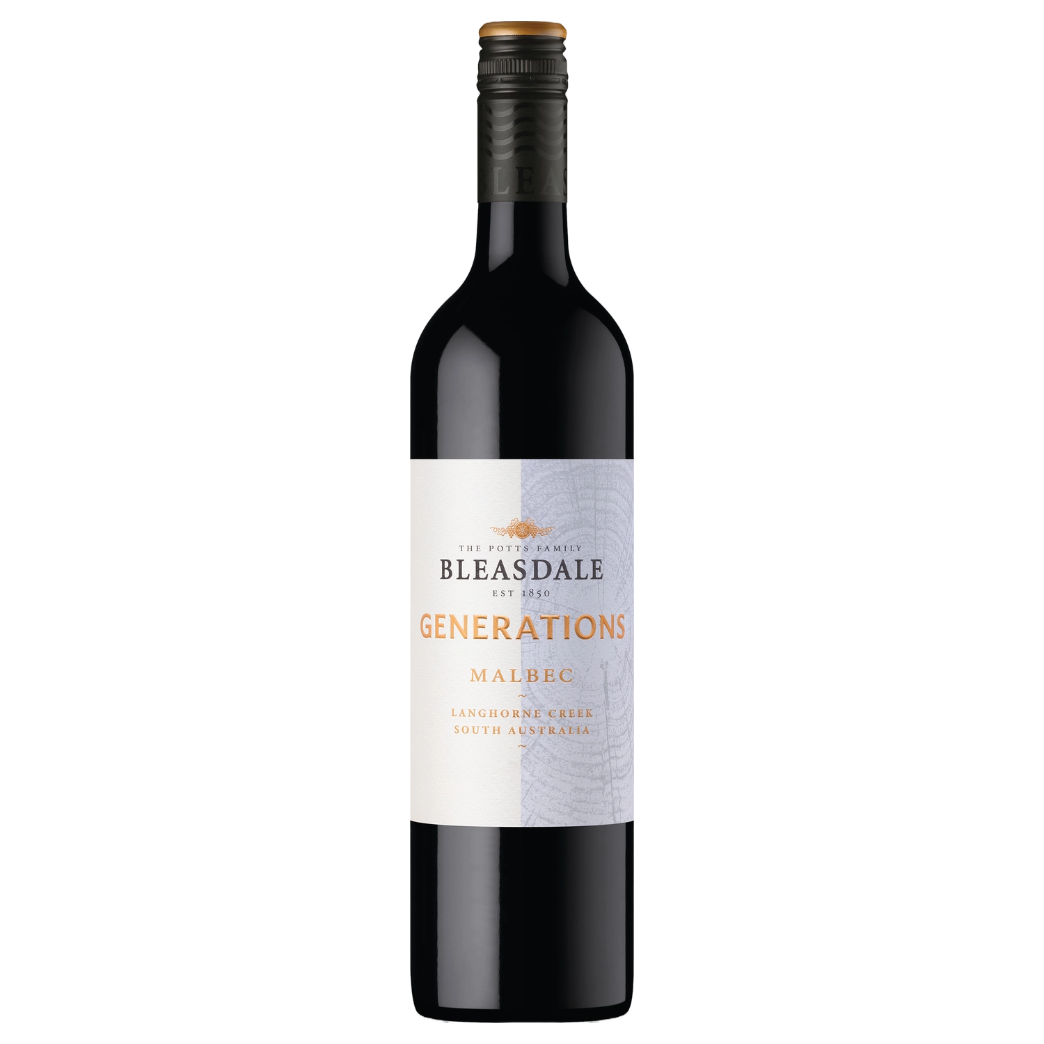 A bottle of 2023 Bleasdale Vineyards Generations Malbec 750ml Red Wine