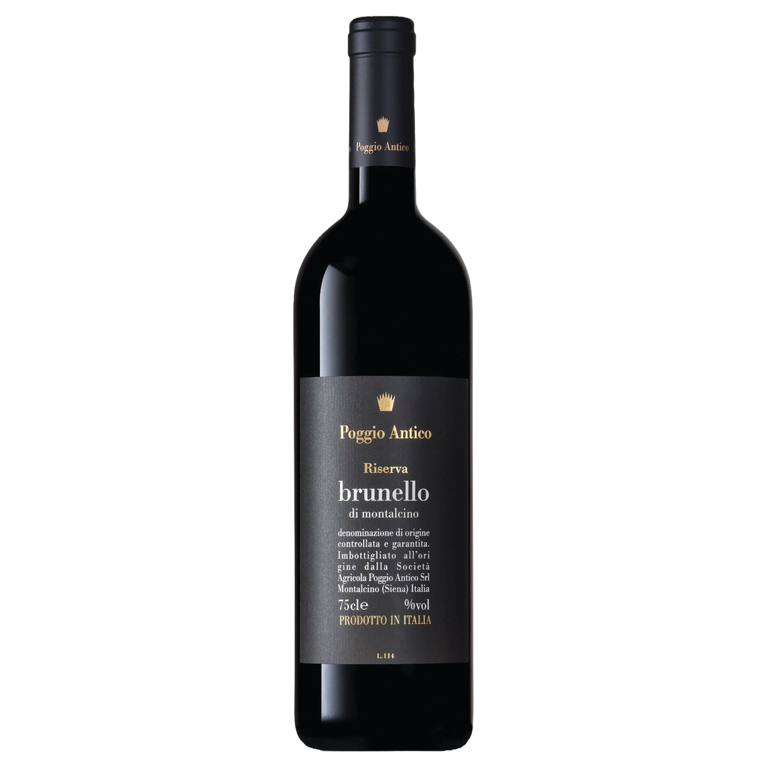 A bottle of 2017 Poggio Antico Riserva Brunello di Montalcino 750ml Red Wine