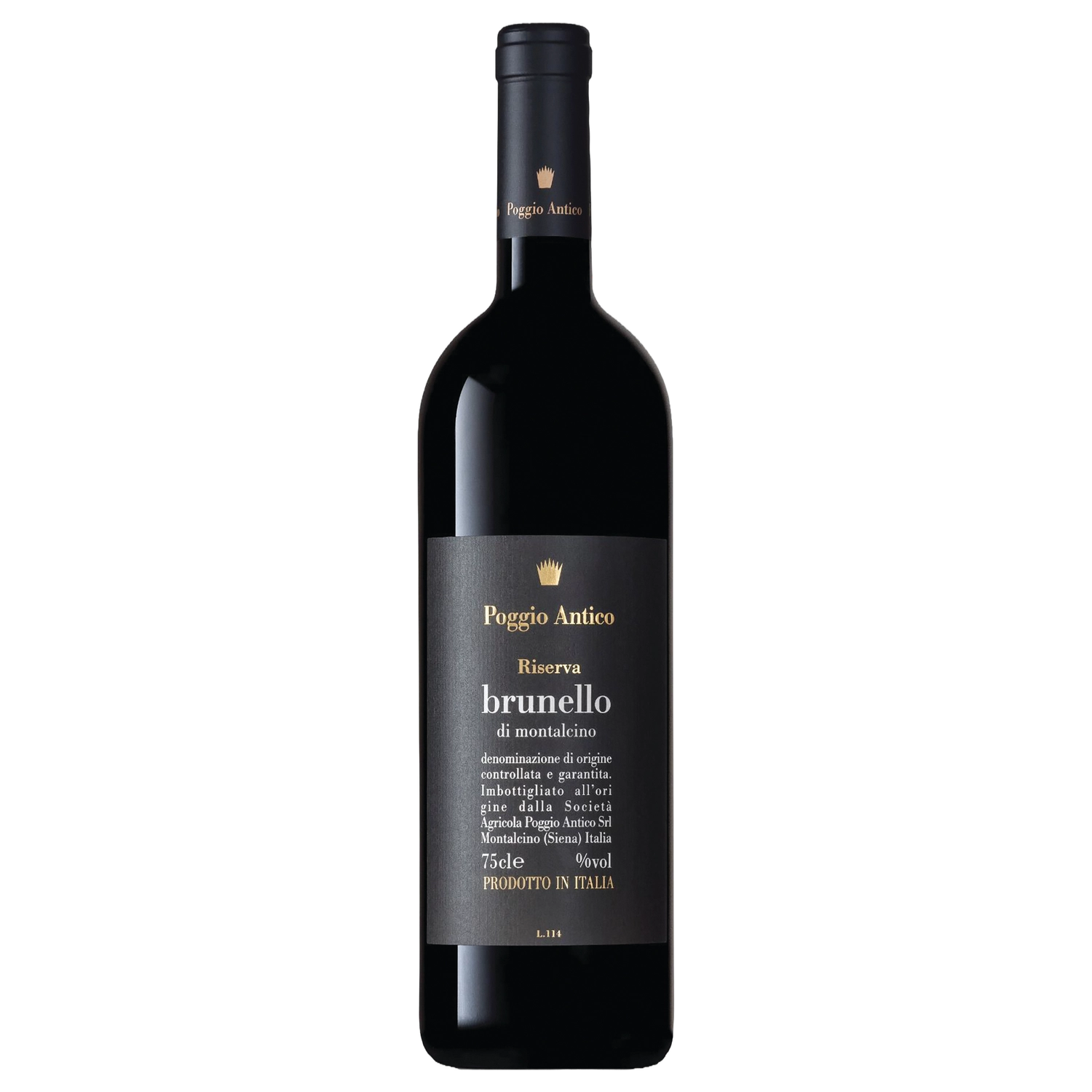 A bottle of 2017 Poggio Antico Riserva Brunello di Montalcino 750ml Red Wine