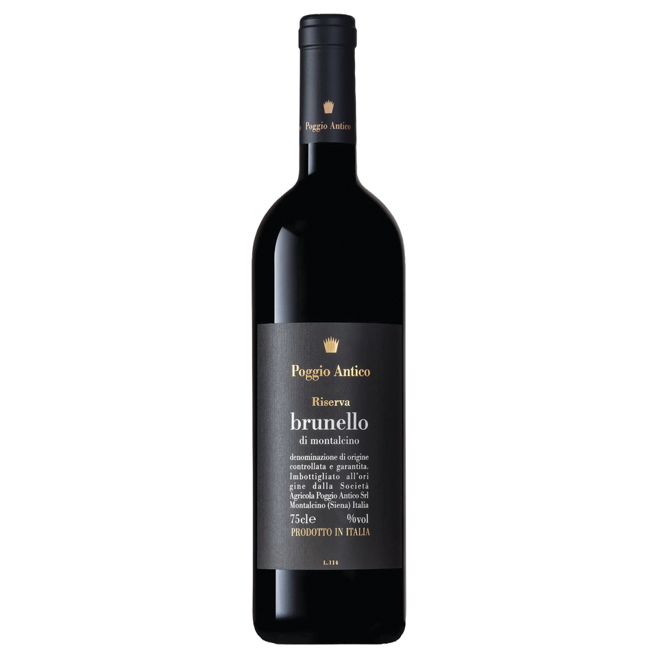 A bottle of 2017 Poggio Antico Riserva Brunello di Montalcino 750ml Red Wine