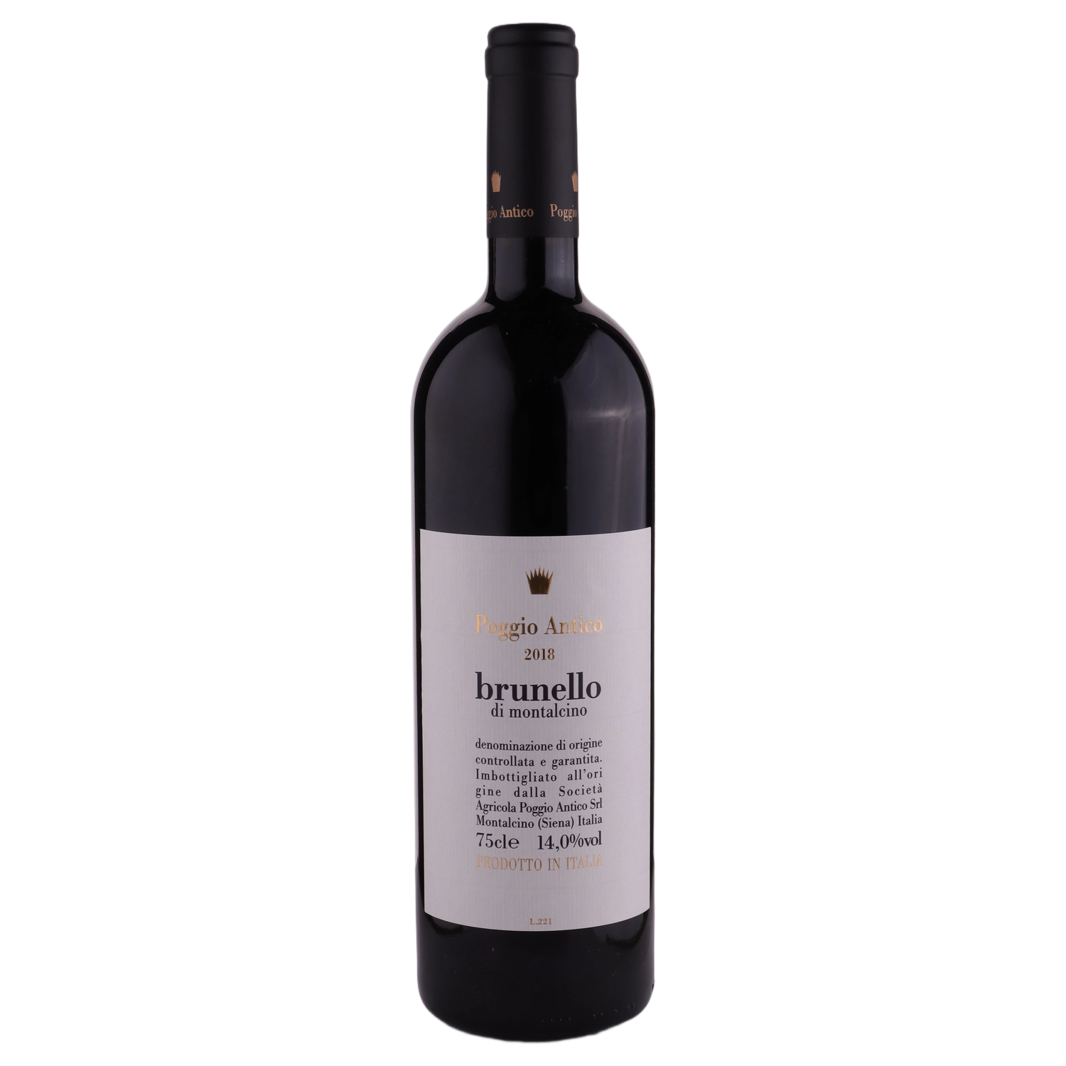 A bottle of 2018 Poggio Antico Brunello di Montalcino DOCG 750ml Red Wine