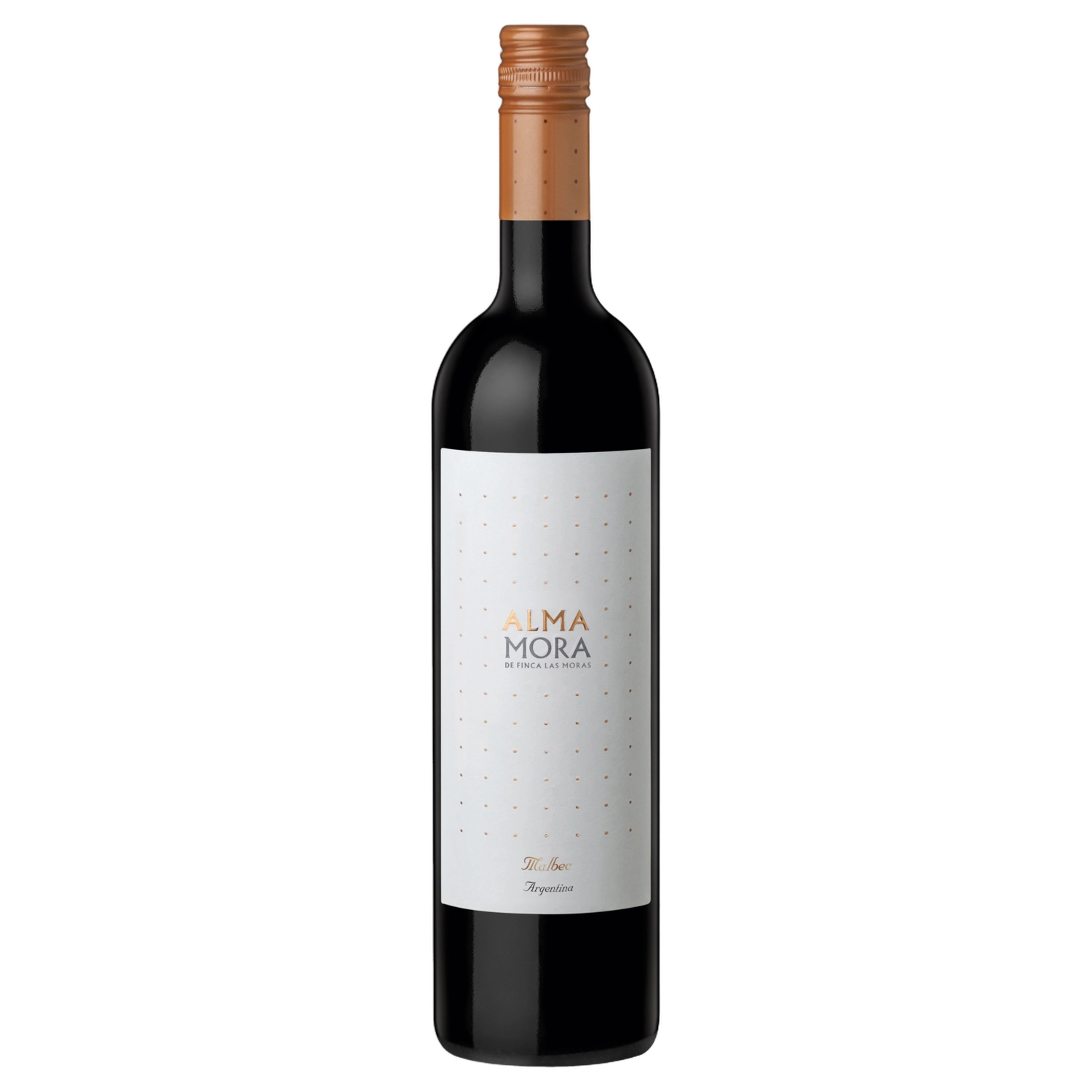 A bottle of 2025 Alma Mora Malbec 750ml Red Wine